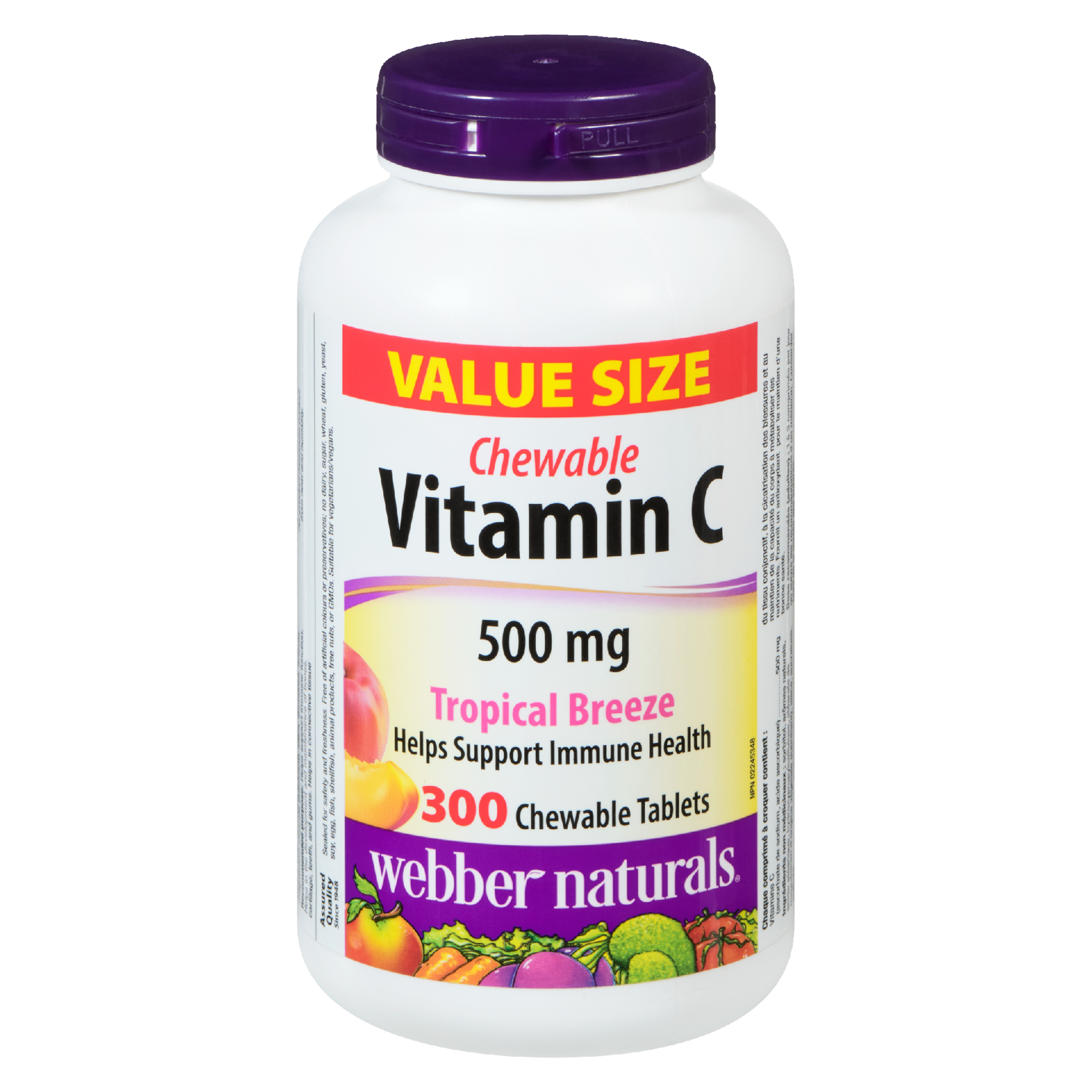 Webber Naturals Chewable Vitamin C 500 mg Tropical Breeze Value Size 300 Chewable Tablets