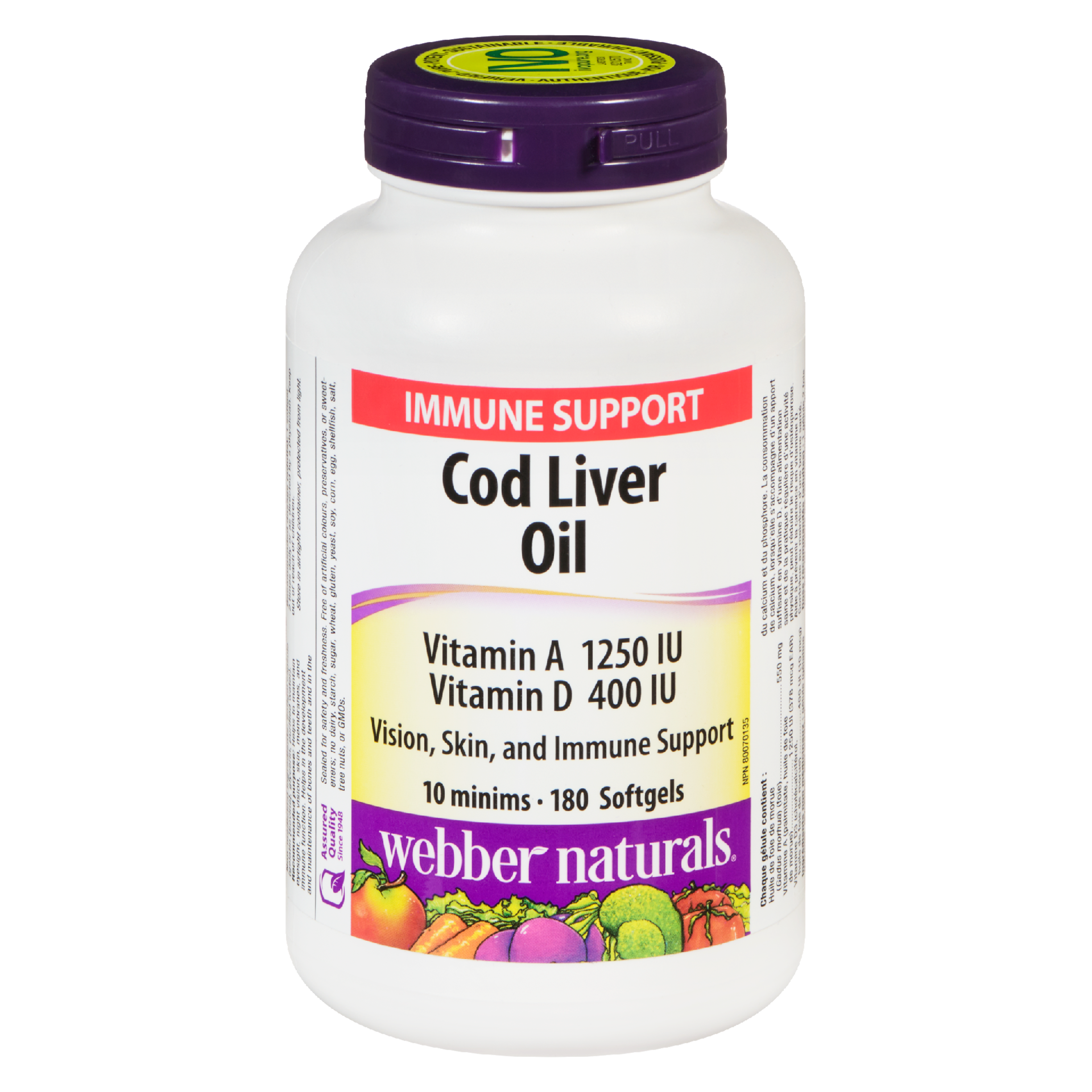 Webber Naturals Cod Liver Oil 180 Softgels