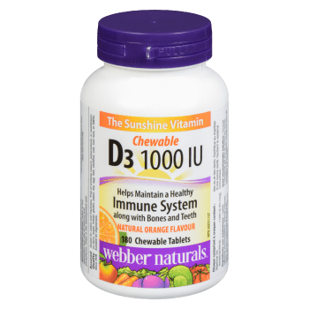 Webber Naturals D₃ 1000 IU Chewable Natural Orange Flavour 180 Chewable Tablets