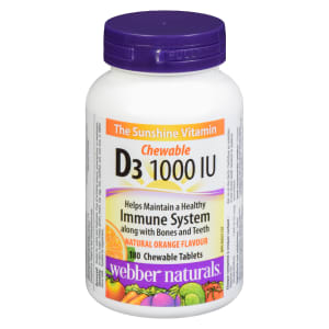 Webber Naturals D₃ 1000 IU Chewable Natural Orange Flavour 180 Chewable Tablets
