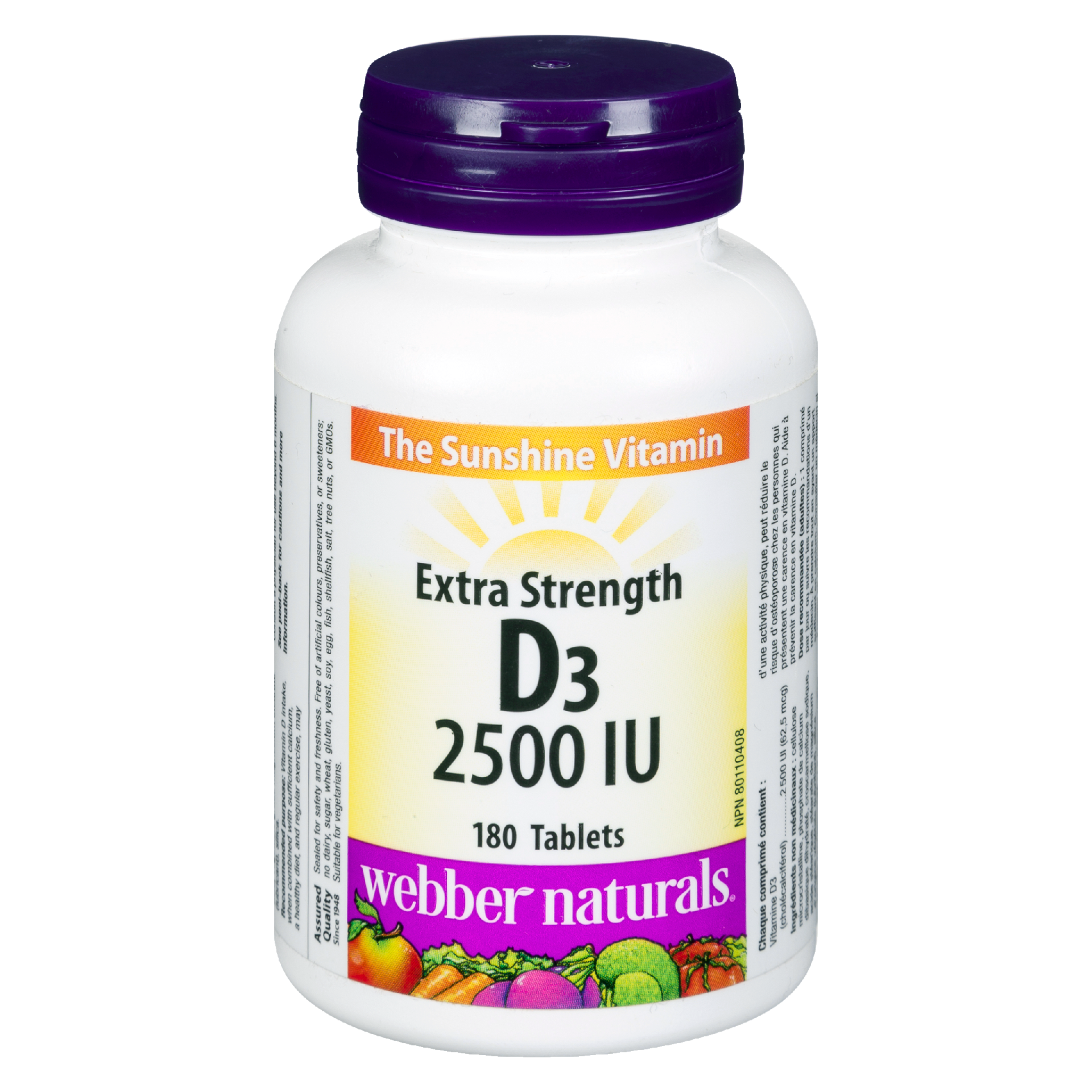 Webber Naturals D₃ 2500 IU Extra Strength 180 Tablets