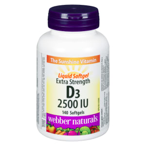 Webber Naturals D₃ 2500 IU Liquid Softgel Extra Strength 140 Softgels