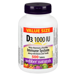 Webber Naturals D3 1000 IU Value Size 500 Tablets