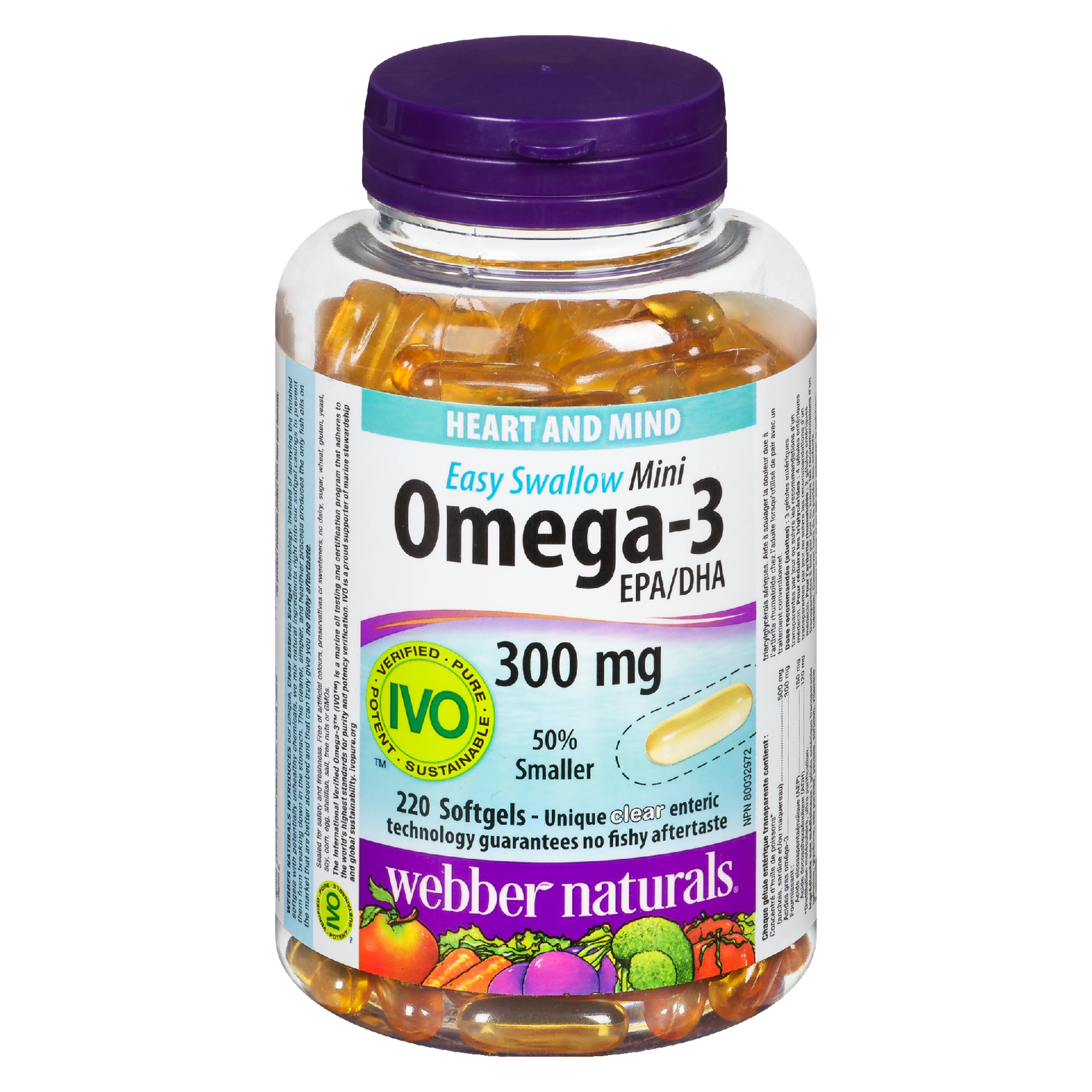 Webber Naturals Easy Swallow Mini Omega-3 EPA/DHA 300 mg 220 Softgels