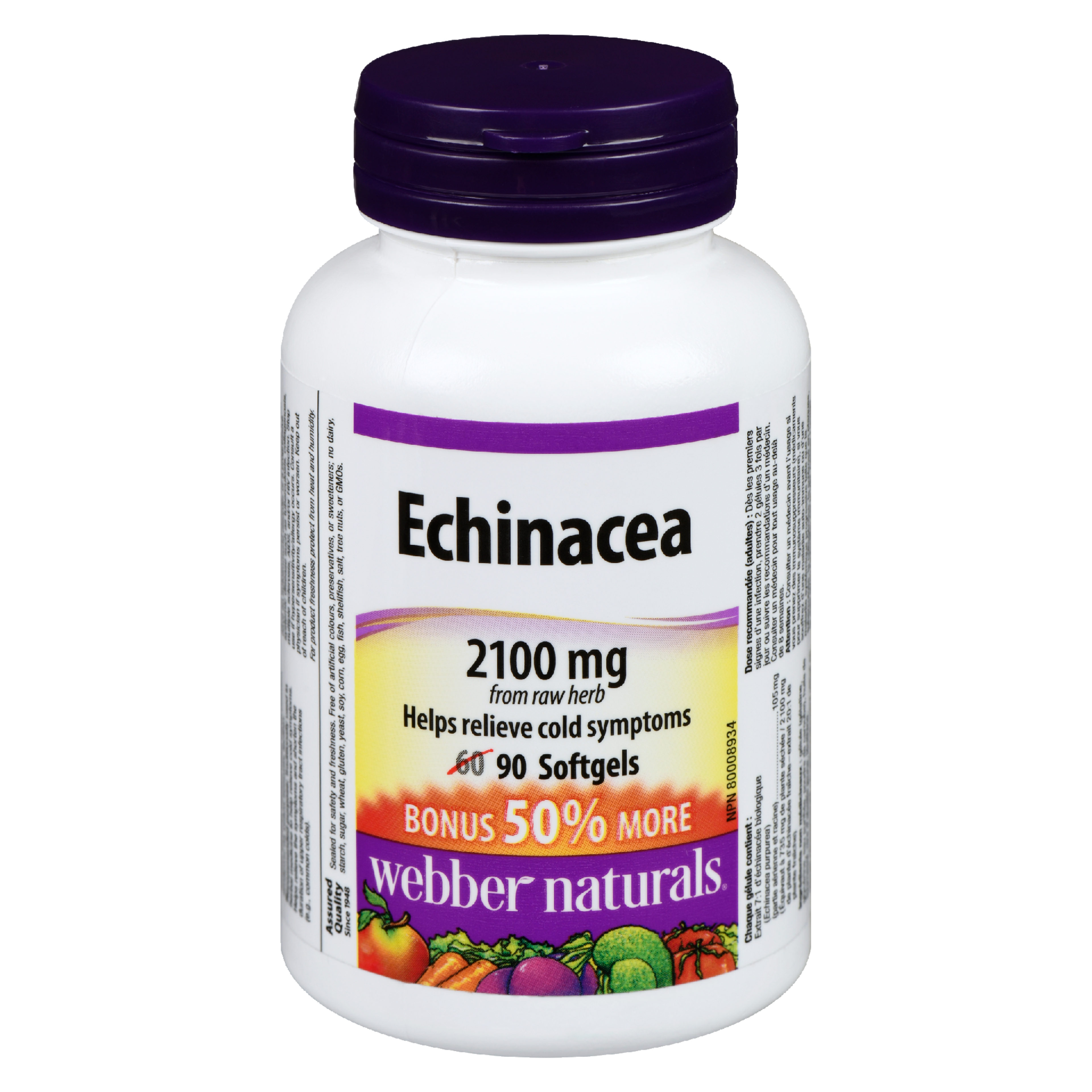 Webber Naturals Echinacea 2100 mg 90 Softgels