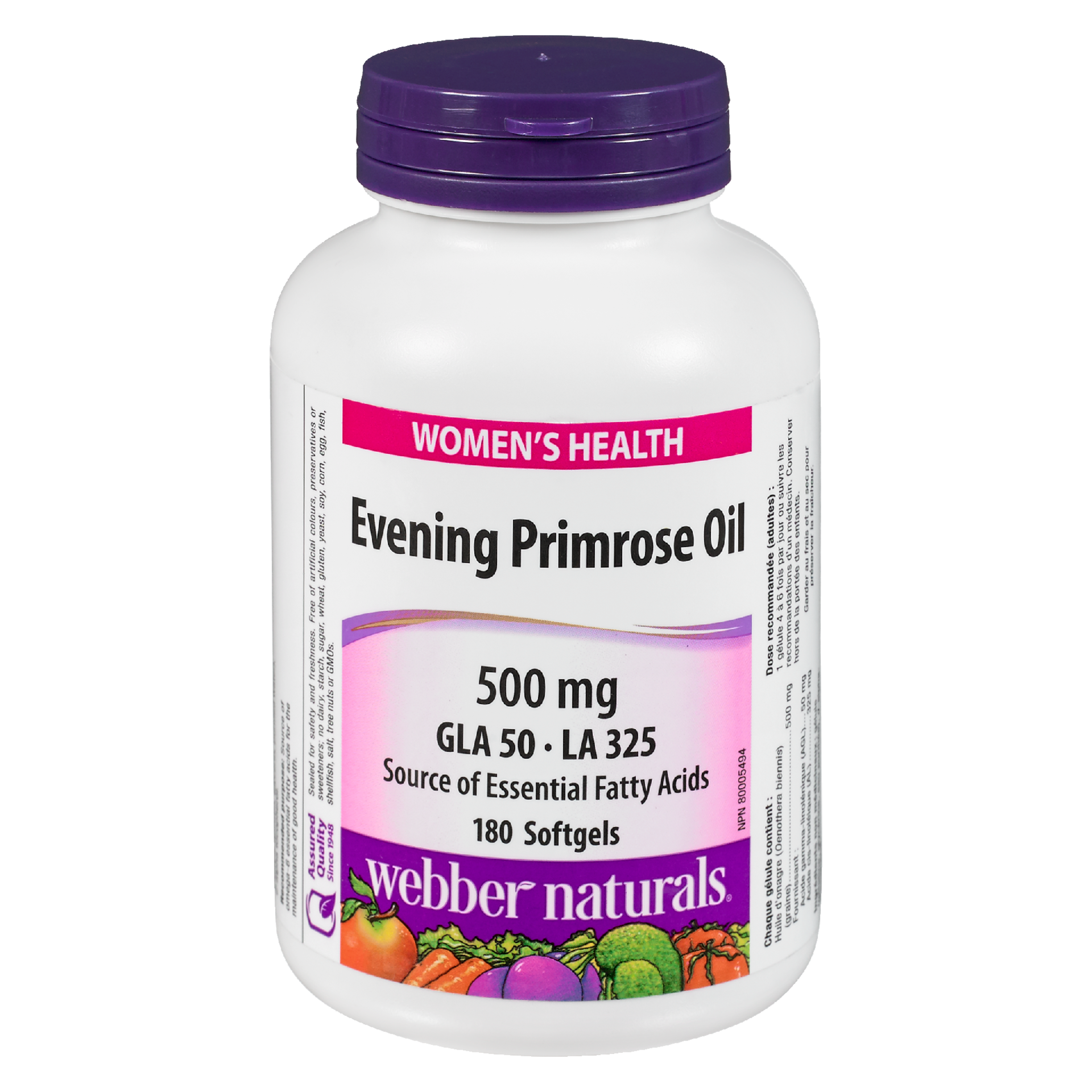 Webber Naturals Evening Primrose Oil 500 mg GLA 50 LA 325 x 180 Softgels