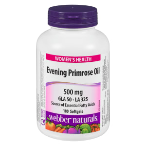 Webber Naturals Evening Primrose Oil 500 mg GLA 50 LA 325 x 180 Softgels