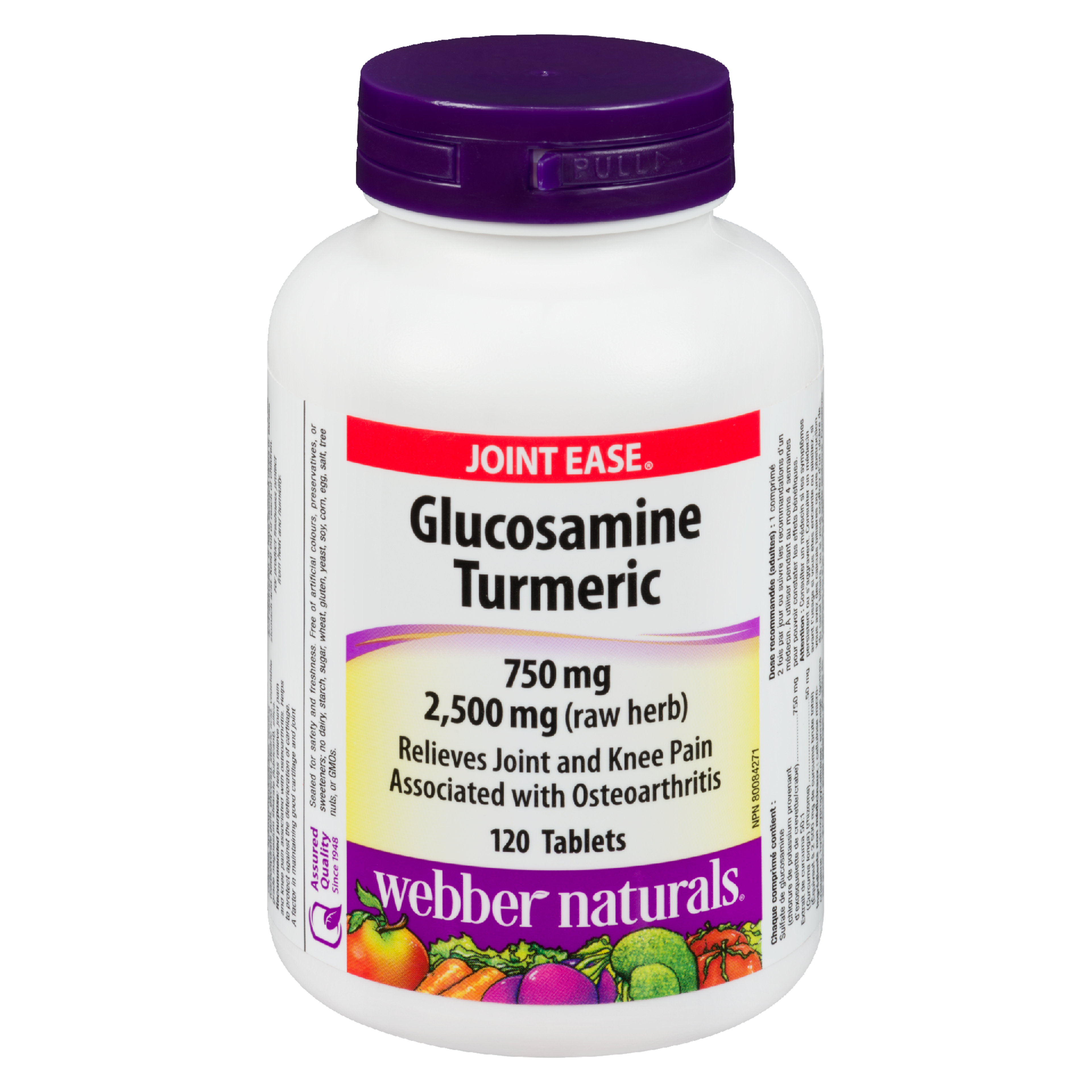 Webber Naturals Glucosamine Turmeric 750 mg 120 Tablets