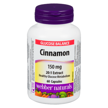 Webber Naturals Glucose Balance Cinnamon 150 mg 20 : 1 Extract 60 Capsules