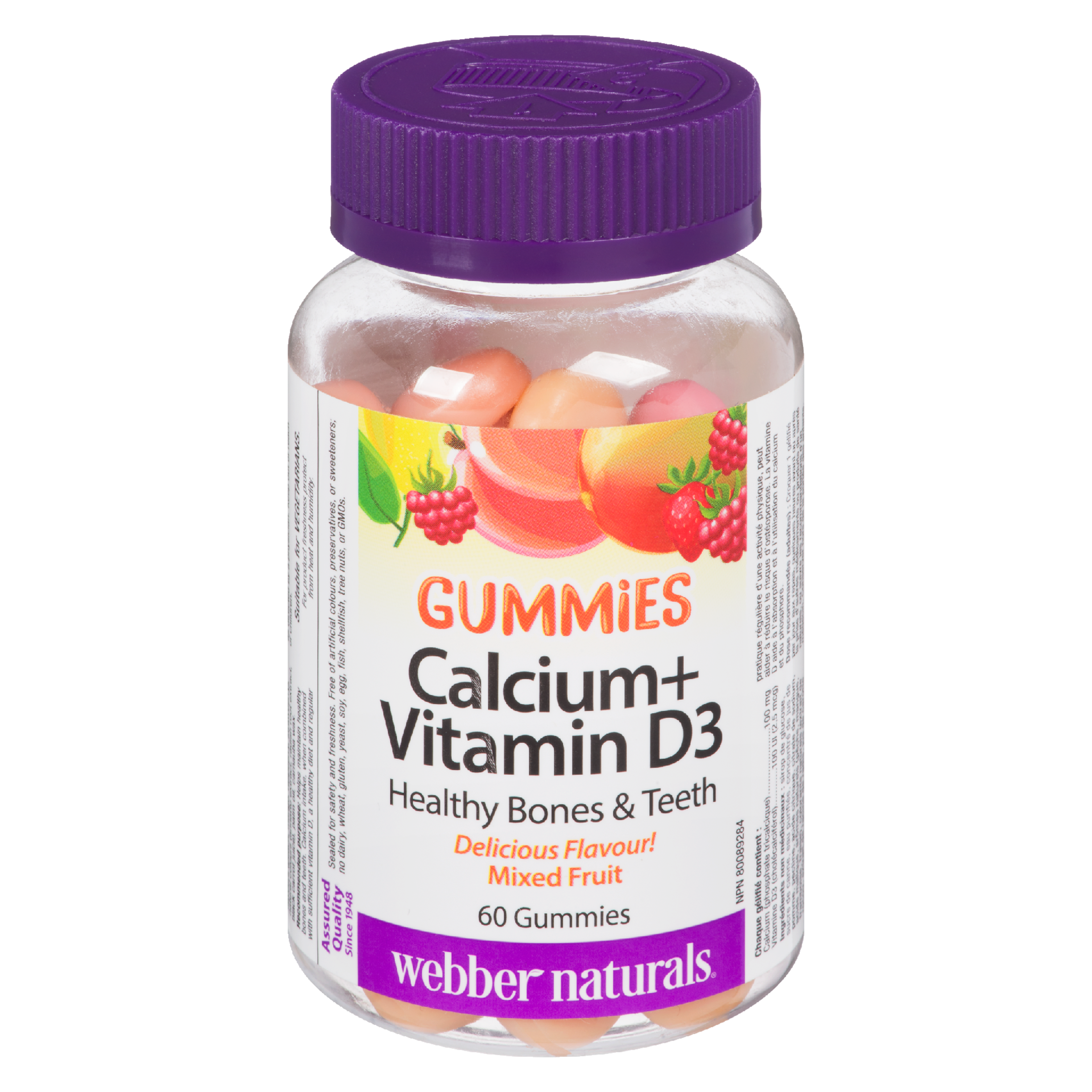 Webber Naturals Gummies Calcium+ Vitamin D3 Mixed Fruit 60 Gummies