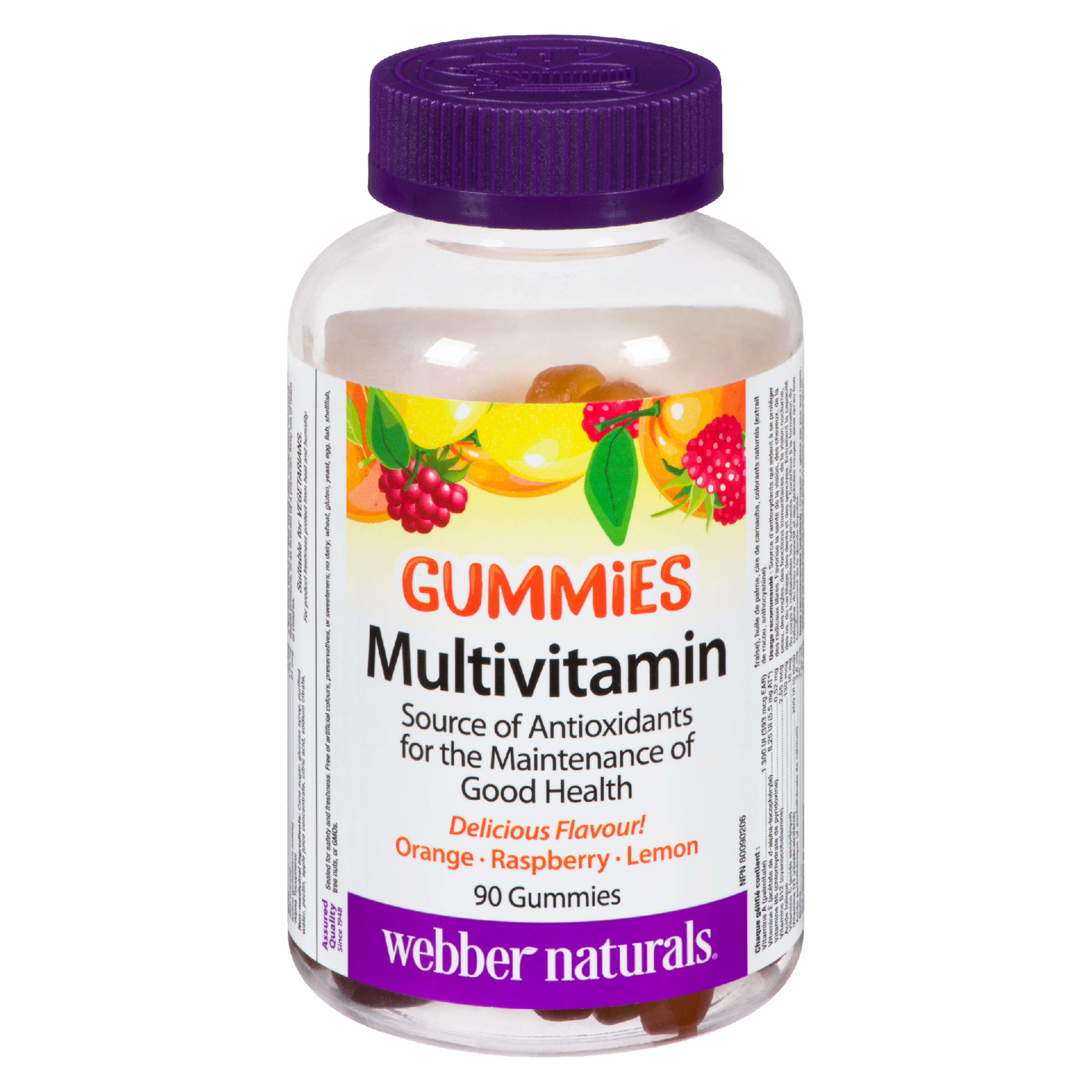 Webber Naturals Gummies Multivitamin Orange, Raspberry, Lemon 90 Gummies