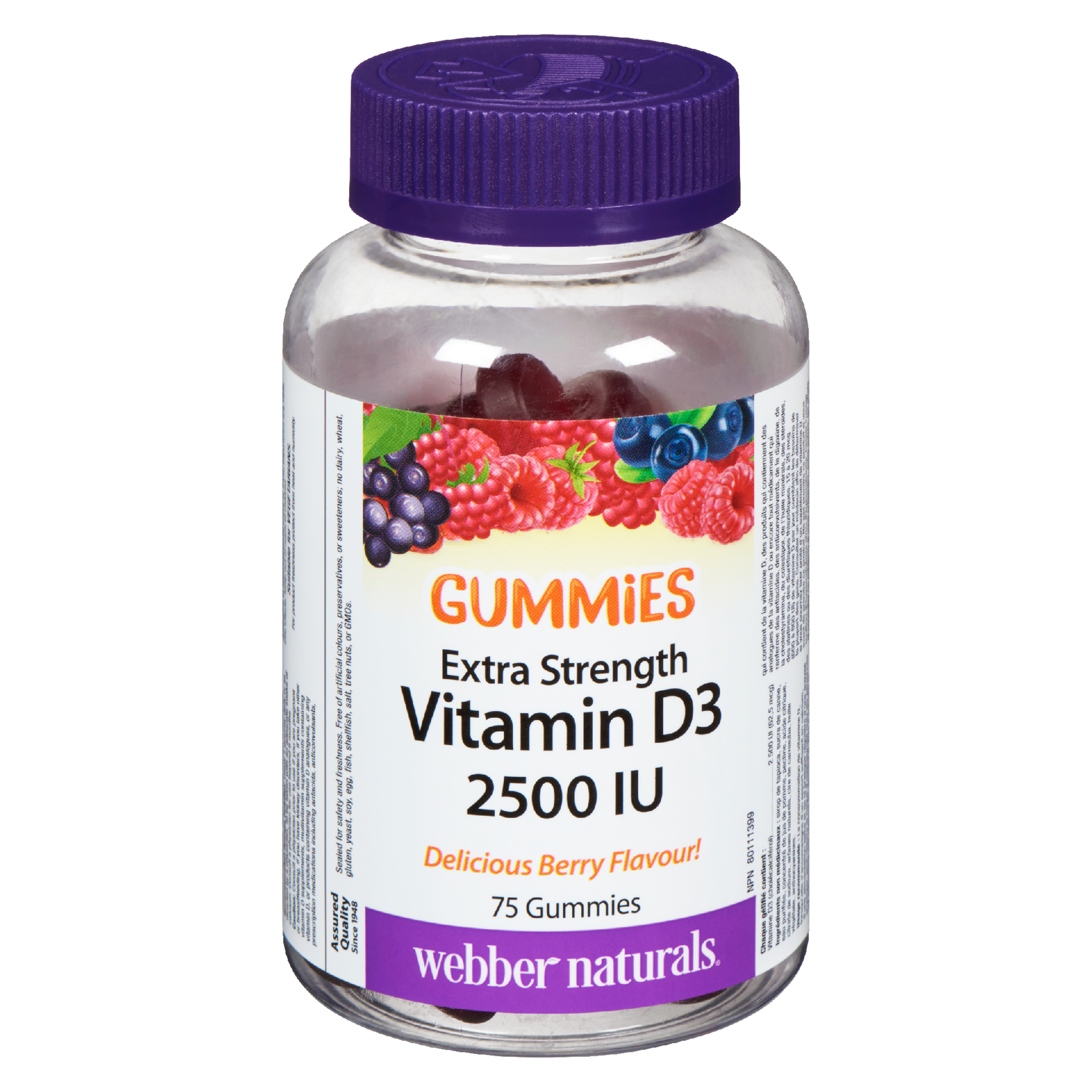 Webber Naturals Gummies Vitamin D3 Extra Strength 2500 IU 75 Gummies
