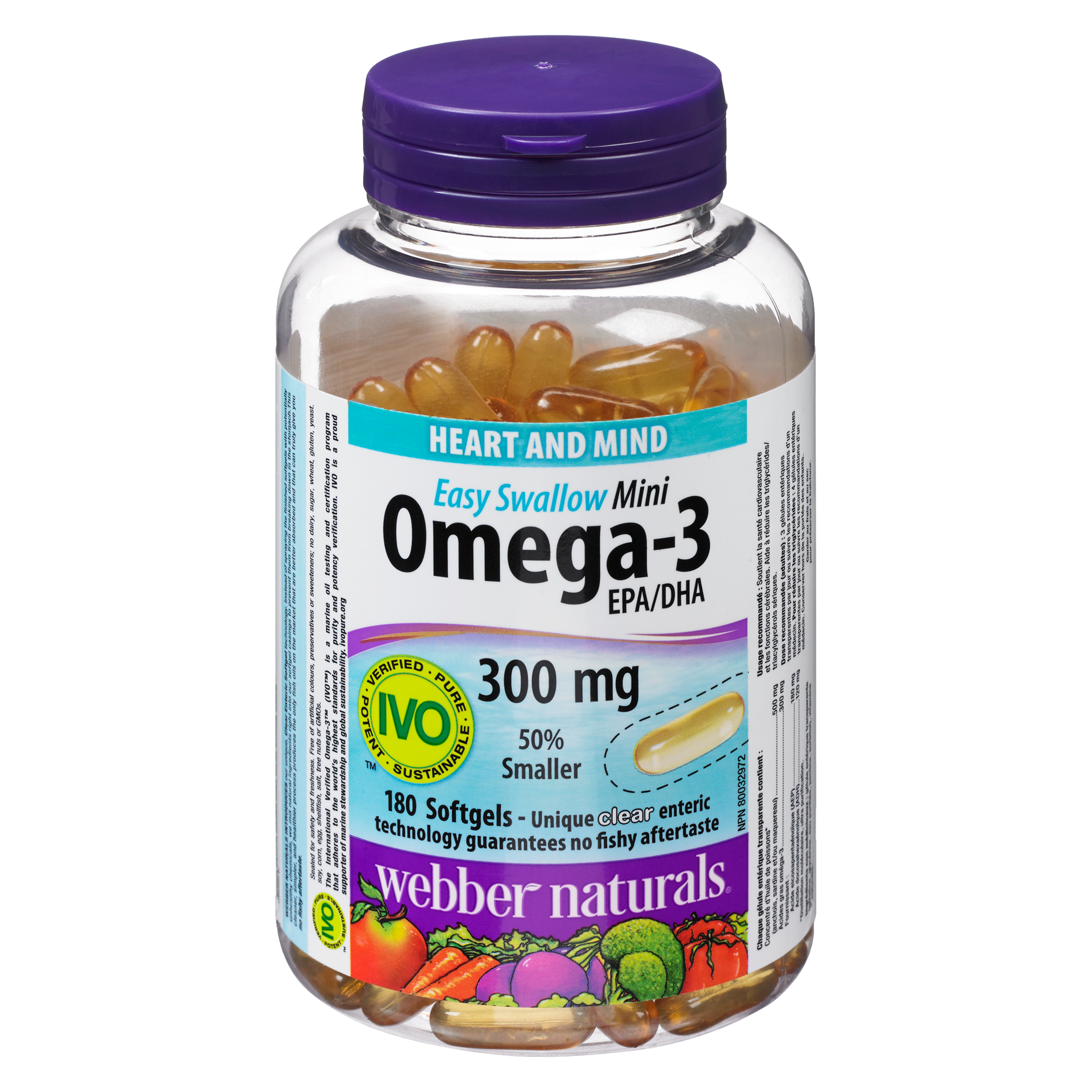 Webber Naturals Heart and Mind Mini Omega-3 EPA/DHA 300 mg 180 Softgels