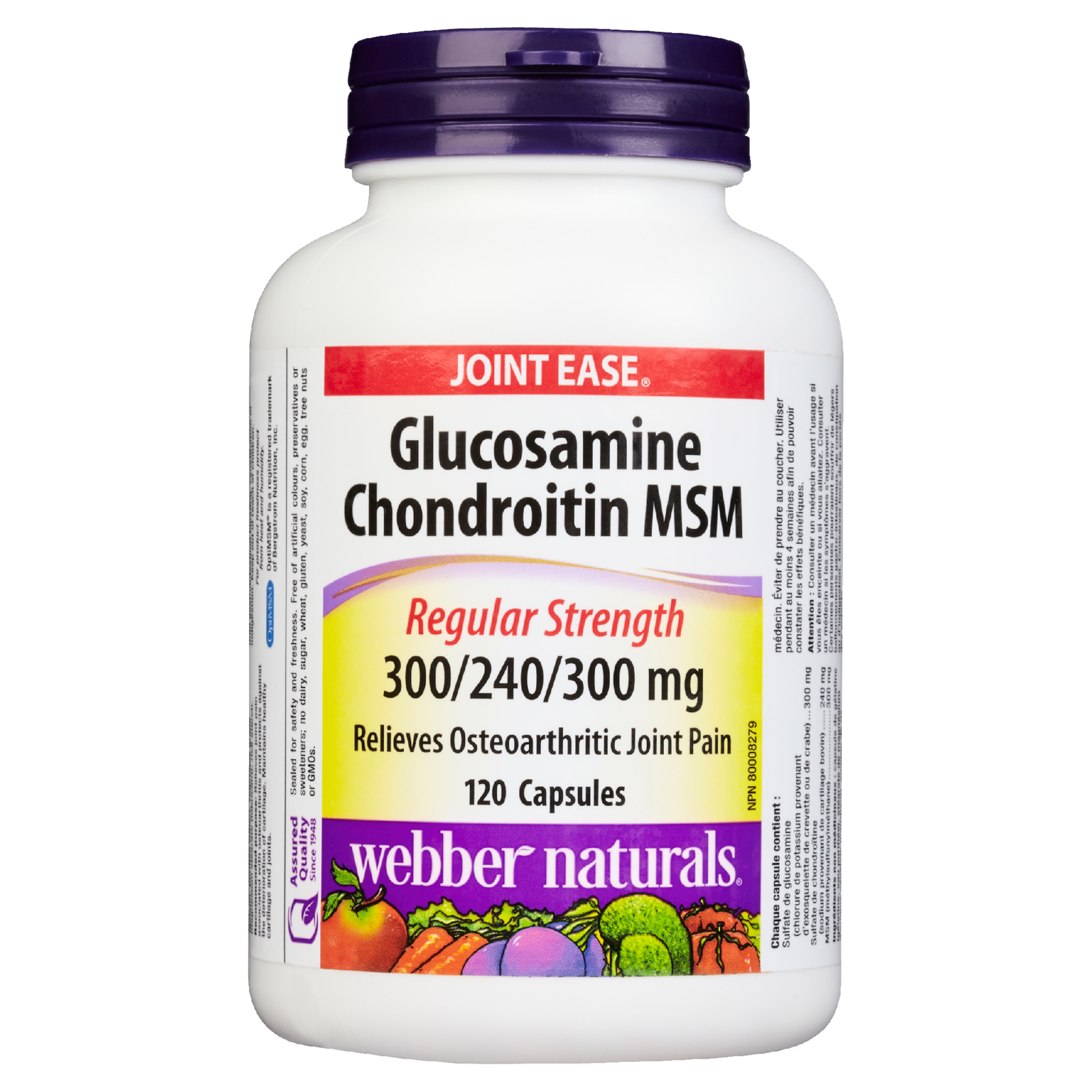 Webber Naturals Joint Ease Glucosamine Chondroitin MSM Regular Strength 300/240/300 mg 120 Capsules