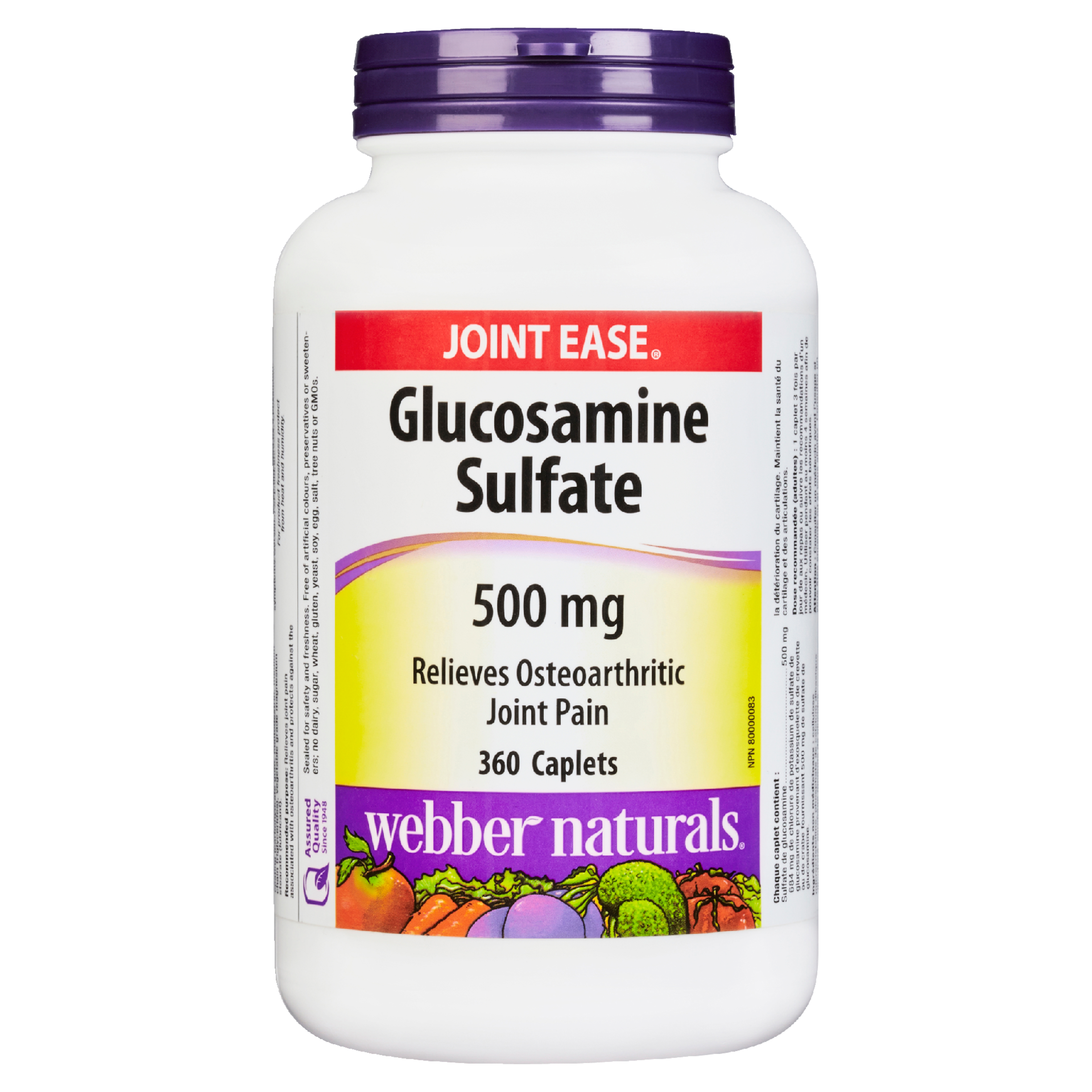 Webber Naturals Joint Ease Glucosamine Sulfate 500 mg 360 Caplets