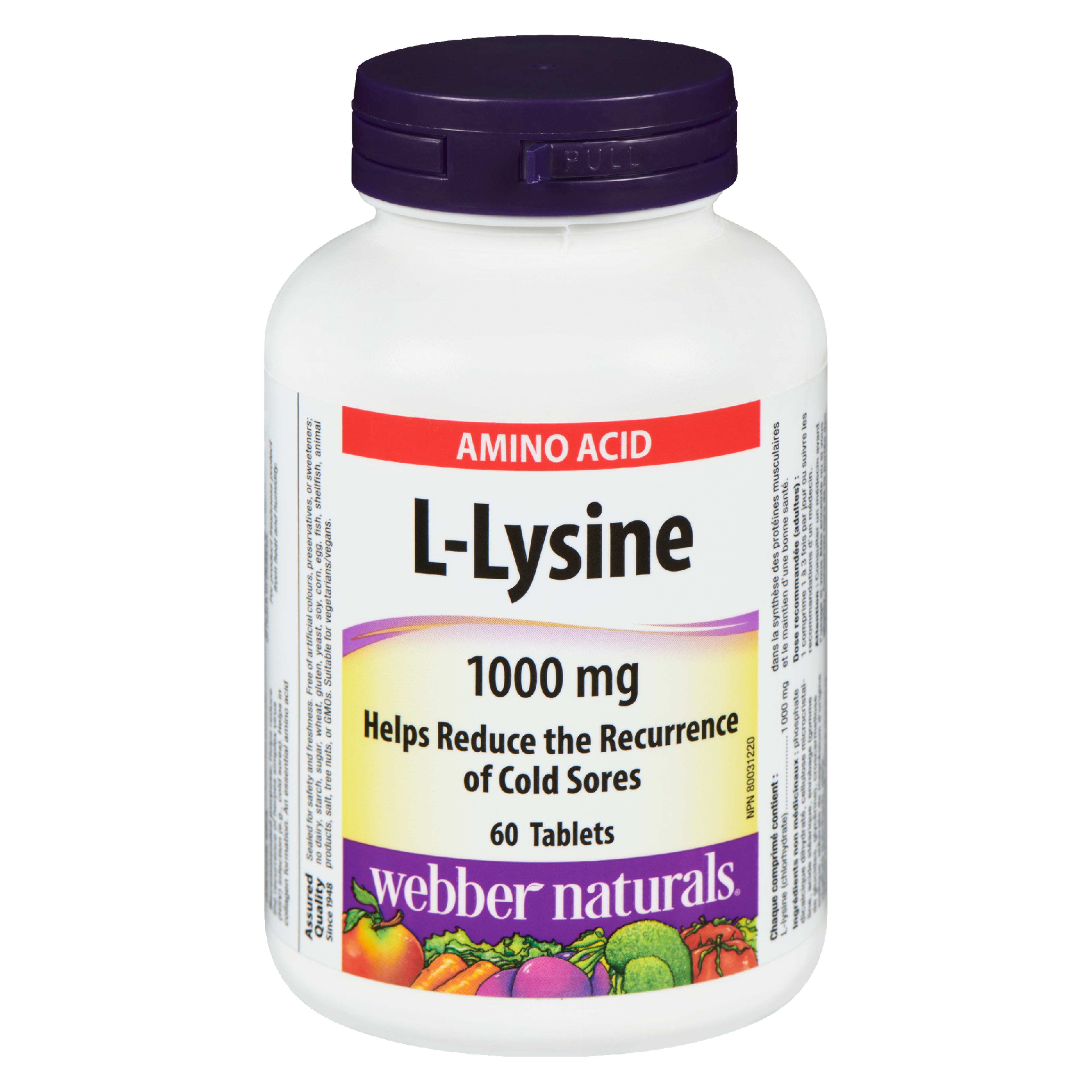 Webber Naturals L-Lysine 1000 mg 60 Tablets