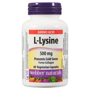 Webber Naturals L-Lysine Amino Acid 500 mg 60 Vegetarian Capsules
