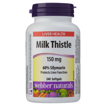 Webber Naturals Liver Health Milk Thistle 150 mg 60% Silymarin 240 Softgels