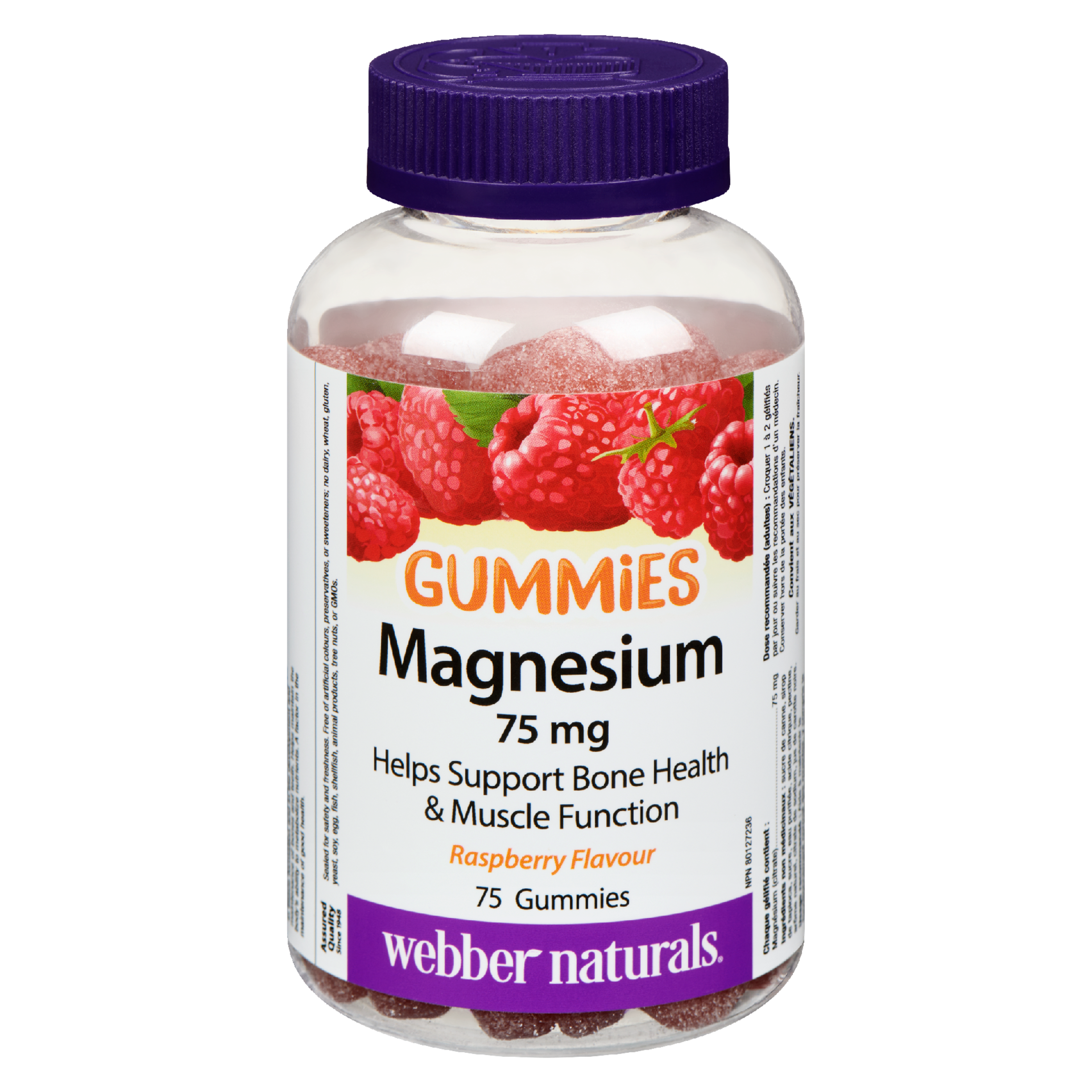 Webber Naturals Magnesium 75 mg Raspberry Flavour 75 Gummies