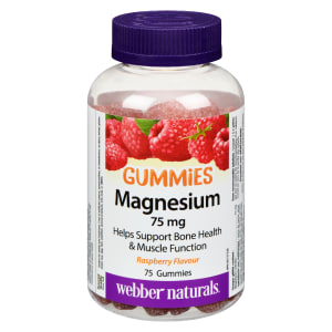 Webber Naturals Magnesium 75 mg Raspberry Flavour 75 Gummies