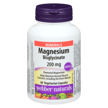 Webber Naturals Magnesium Bisglycinate 200 mg 60 Vegetarian Capsules