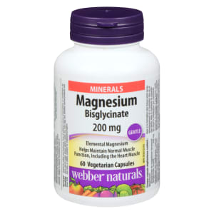 Webber Naturals Magnesium Bisglycinate 200 mg 60 Vegetarian Capsules