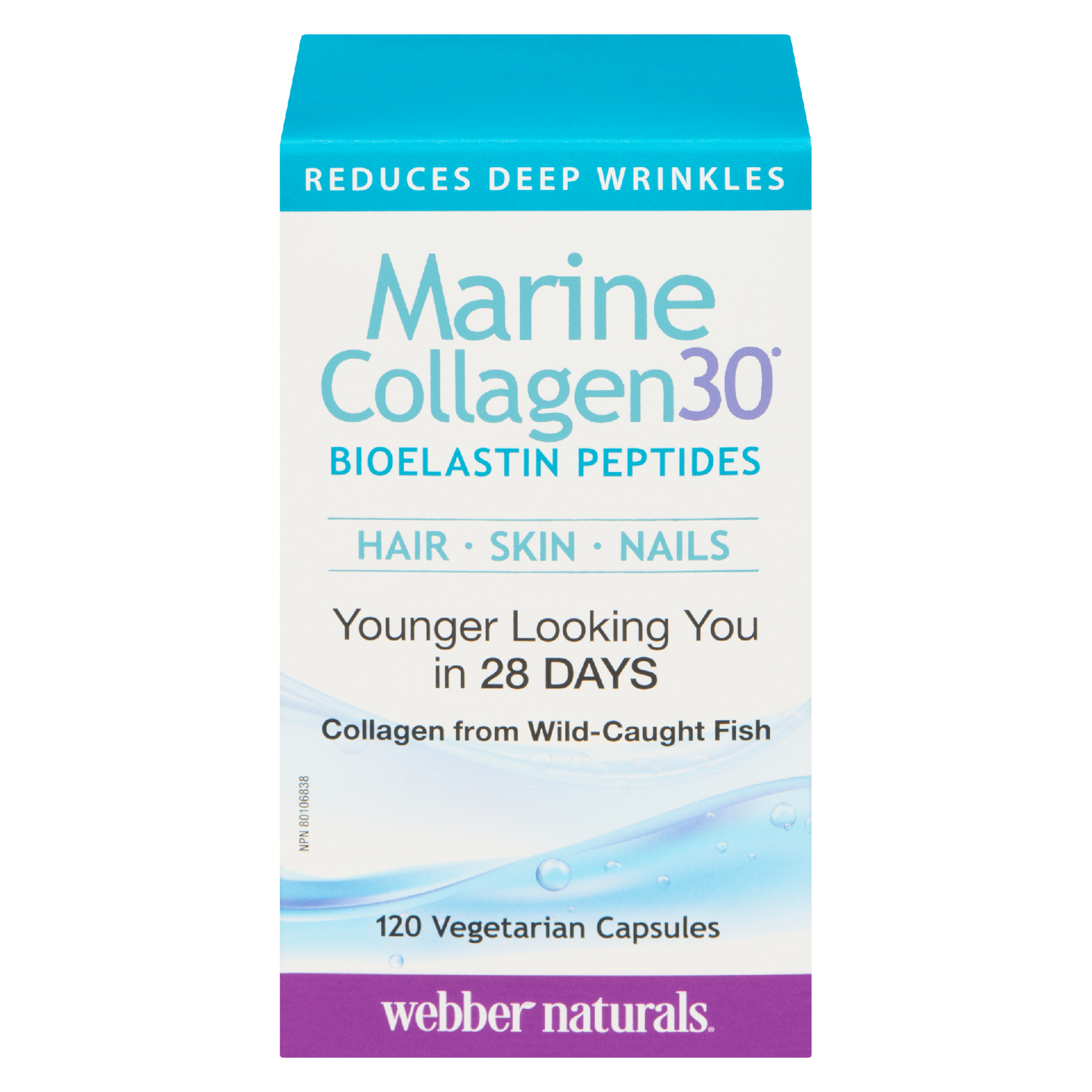 Webber Naturals Marine Collagen30 Bioelastin Peptides 120 Vegetarian Capsules