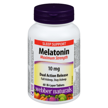 Webber Naturals Melatonin Sleep Support Maximum Strength 10 mg 60 Bi-Layer Tablets