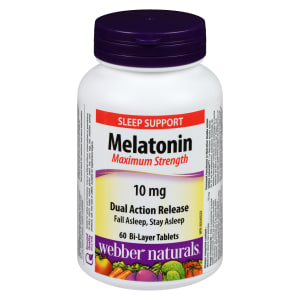 Webber Naturals Melatonin Sleep Support Maximum Strength 10 mg 60 Bi-Layer Tablets