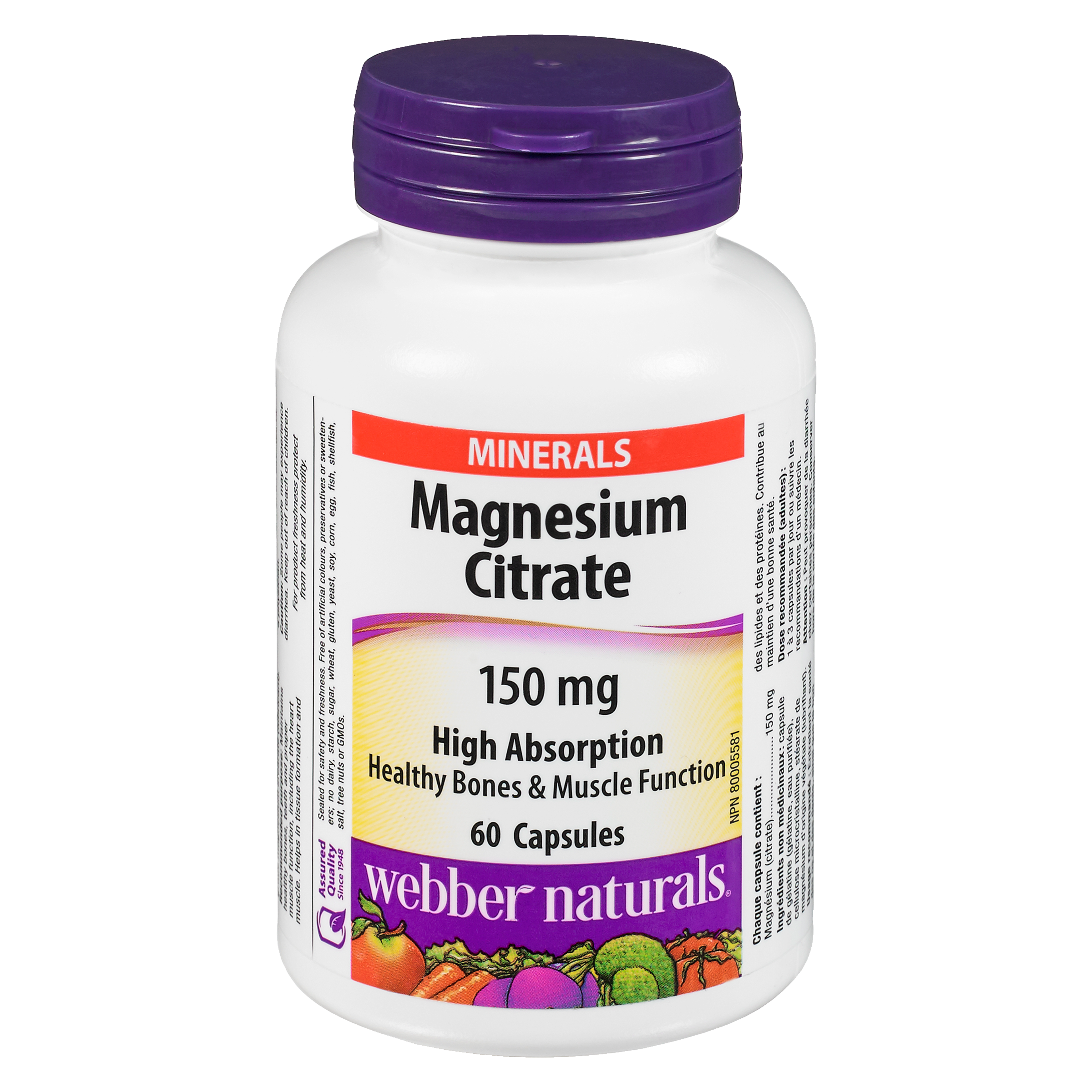 Webber Naturals Minerals Magnesium Citrate 150 mg 60 Capsules