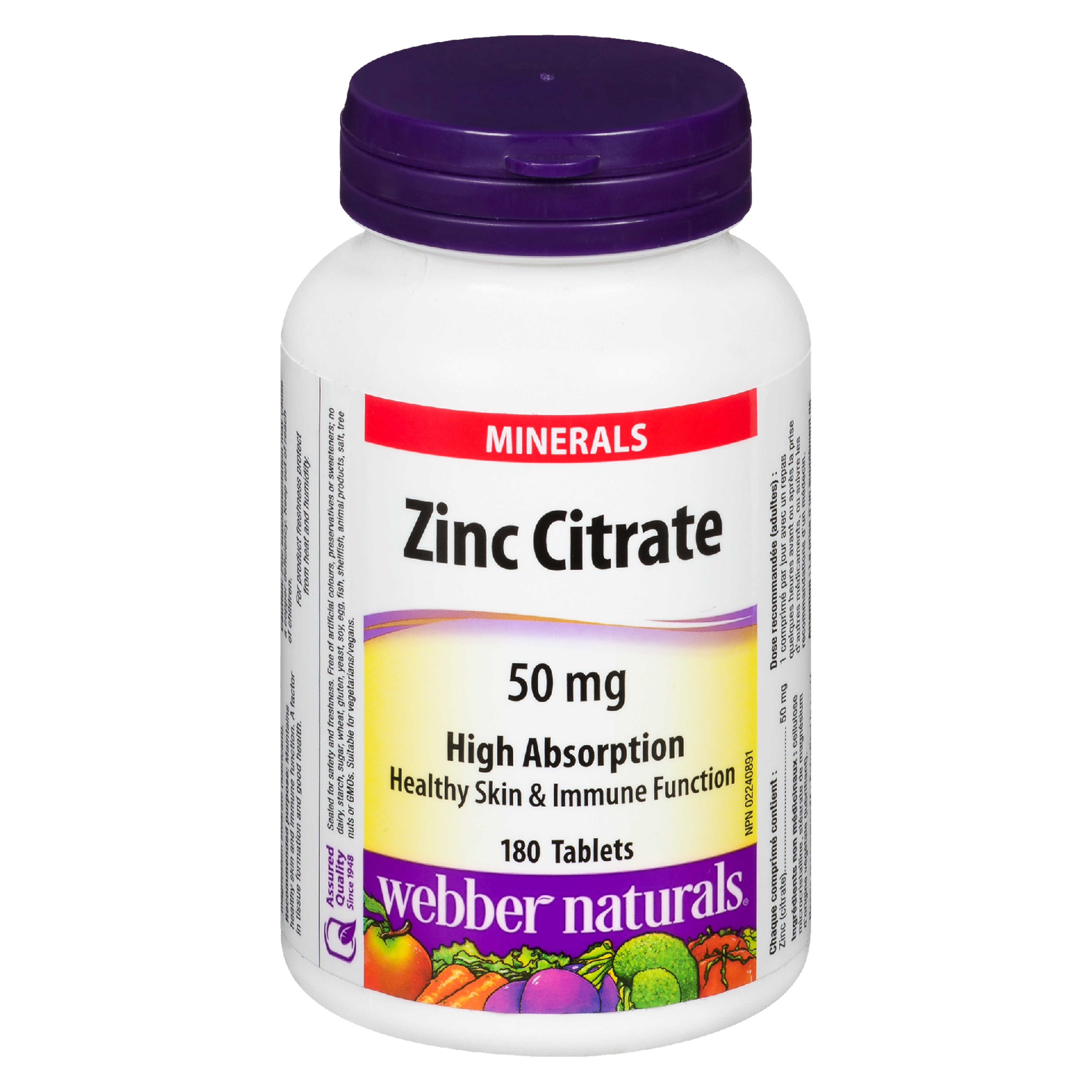 Webber Naturals Minerals Zinc Citrate 50 mg 180 Tablets