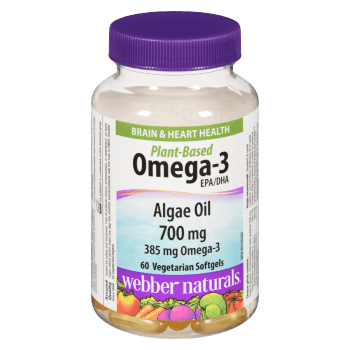 Webber Naturals Plant-Based Omega-3 EPA/DHA Algae Oil 700 mg 60 Vegetarian Softgels