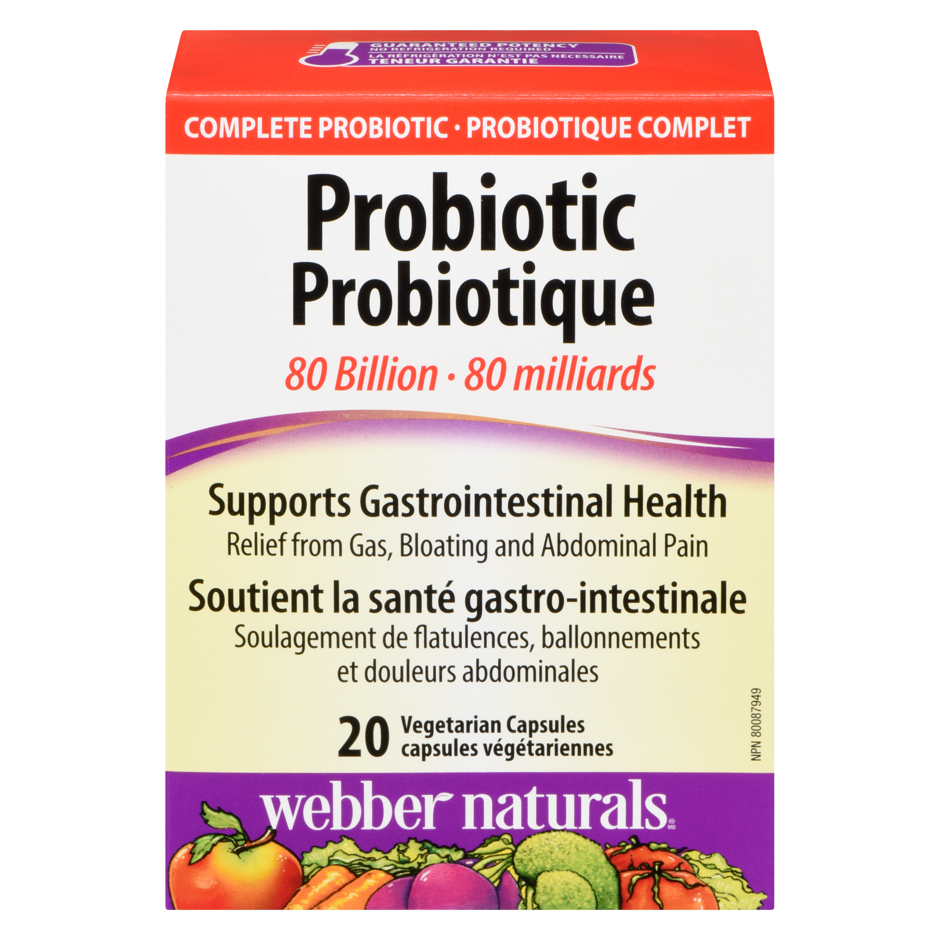 Webber Naturals Probiotic 80 Billion 20 Vegetarian Capsules