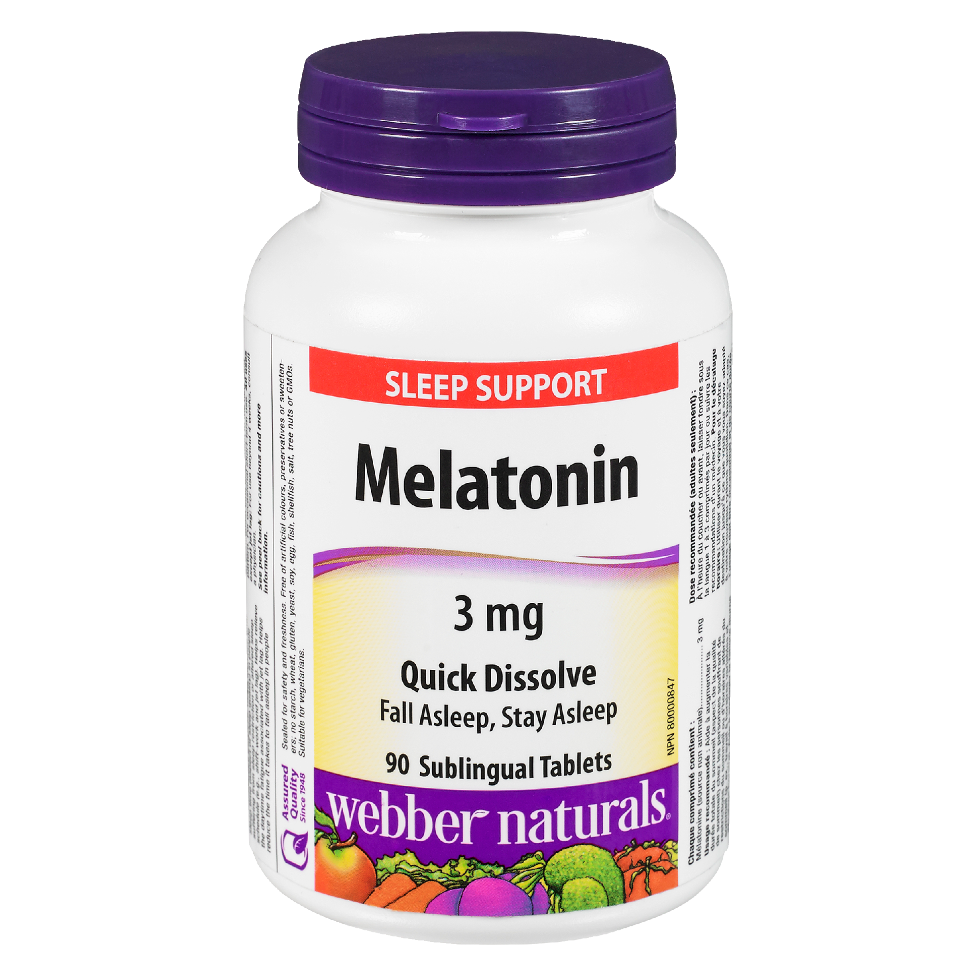Webber Naturals Sleep Support Melatonin 3 mg 90 Sublingual Tablets