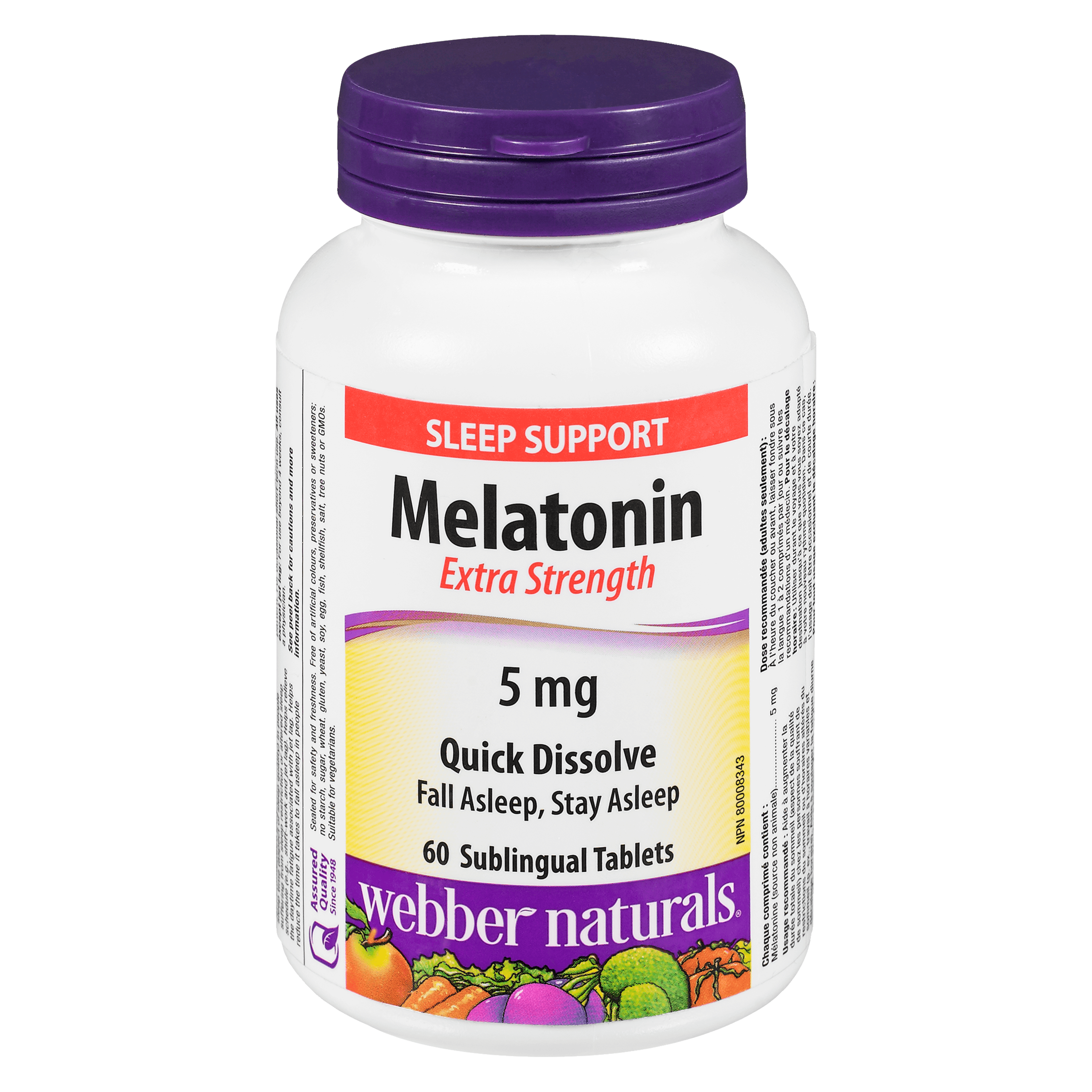 Webber Naturals Sleep Support Melatonin 5 mg 60 Sublingual Tablets