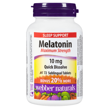Webber Naturals Sleep Support Melatonin Maximum Strength 10 mg 72 Sublingual Tablets