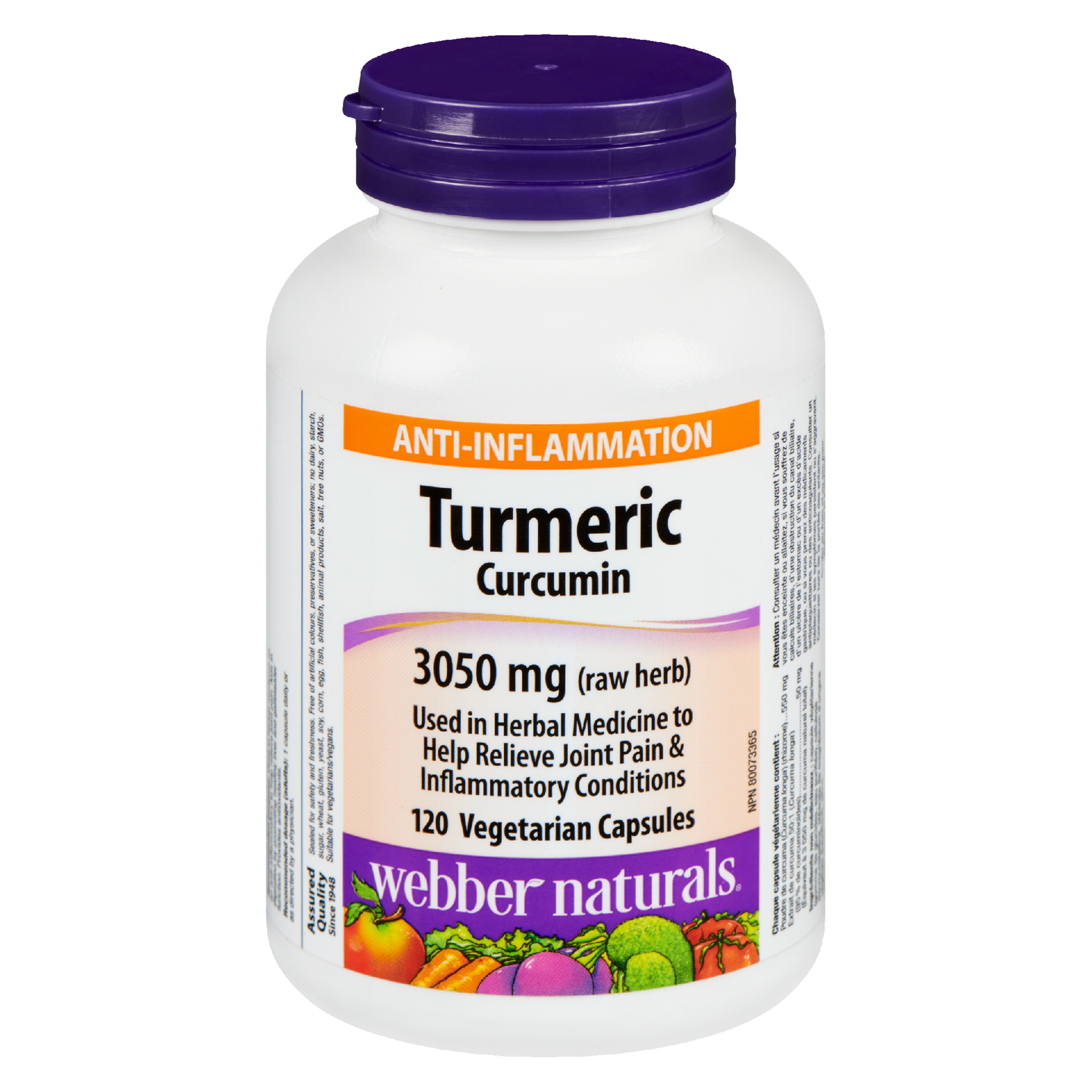 Webber Naturals Turmeric Curcumin 3050 mg Raw Herb 120 Vegetarian Capsules