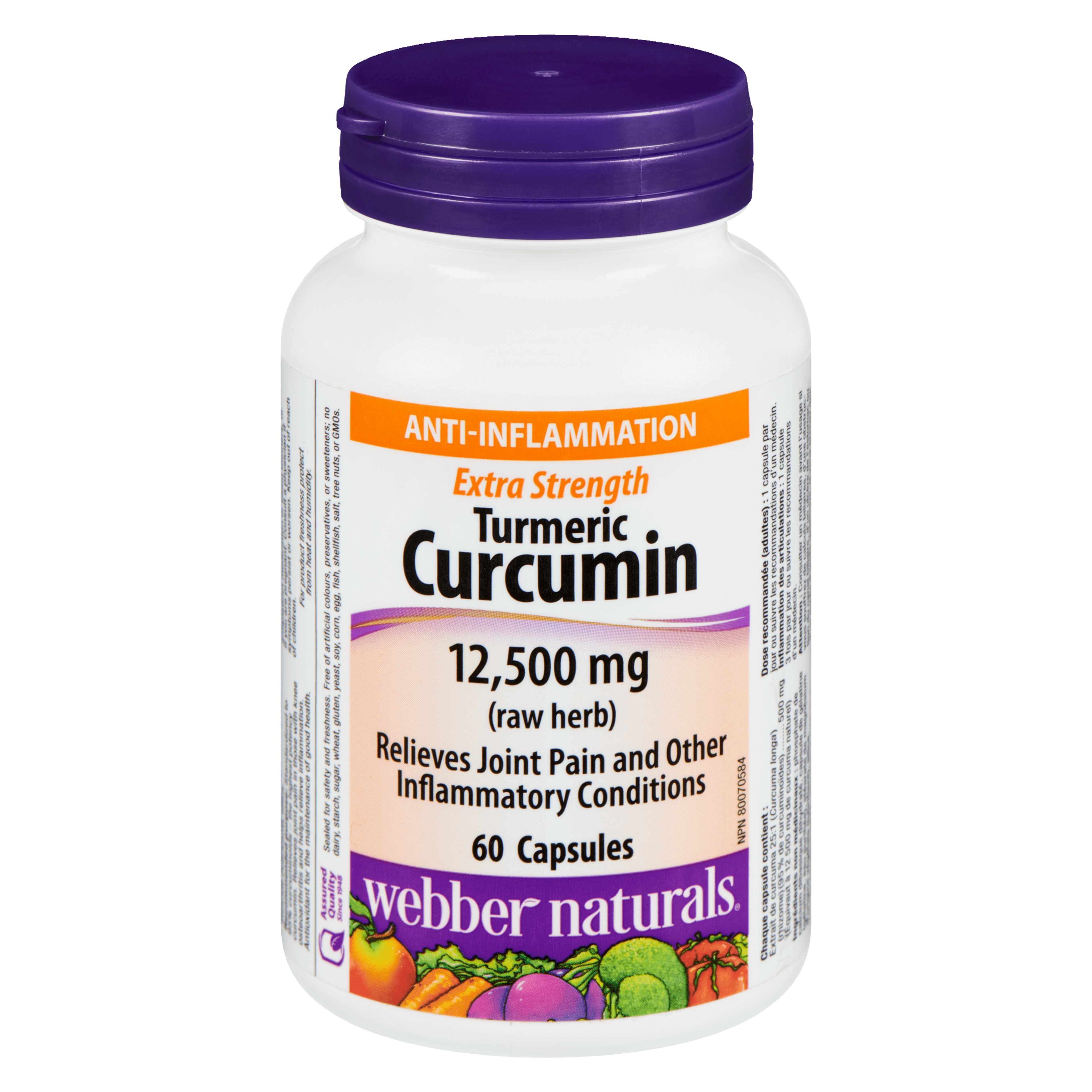 Webber Naturals Turmeric Curcumin Extra Strength 12,500 mg Raw Herb 60 Capsules
