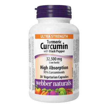 Webber Naturals Turmeric Curcumin with Black Pepper Ultra Strength 32,500 mg Raw Herb 30 Vegetarian Capsules