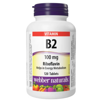 Webber Naturals Vitamin B2 Riboflavin 100 mg 120 Tablets Vegan