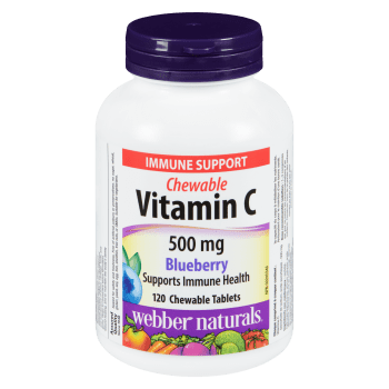 Webber Naturals Vitamin C Chewable 500 mg Blueberry 120 Chewable Tablets