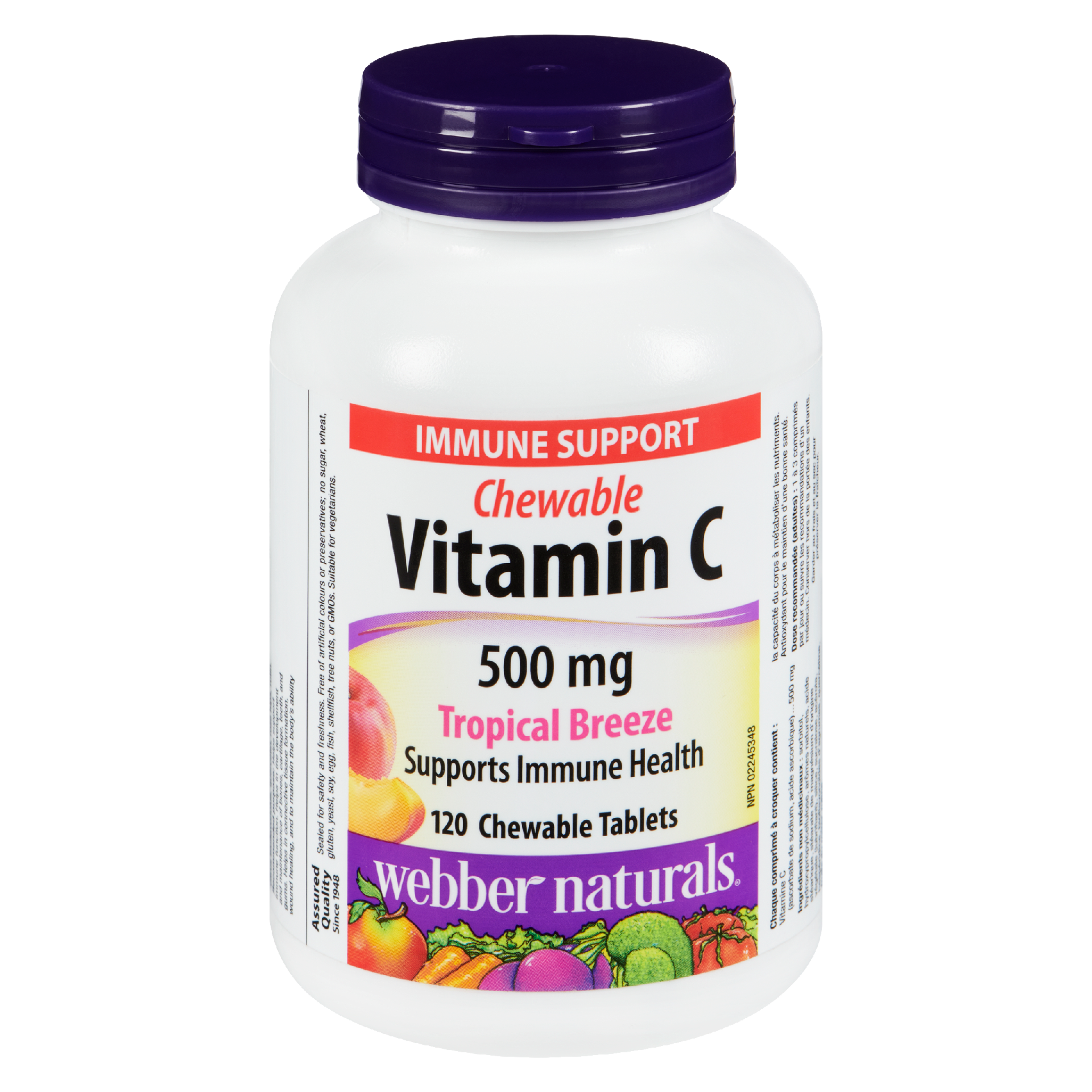 Webber Naturals Vitamin C Chewable 500 mg Tropical Breeze 120 Chewable Tablets