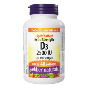 Webber Naturals D3 2500 IU Extra Strength 180 Softgels