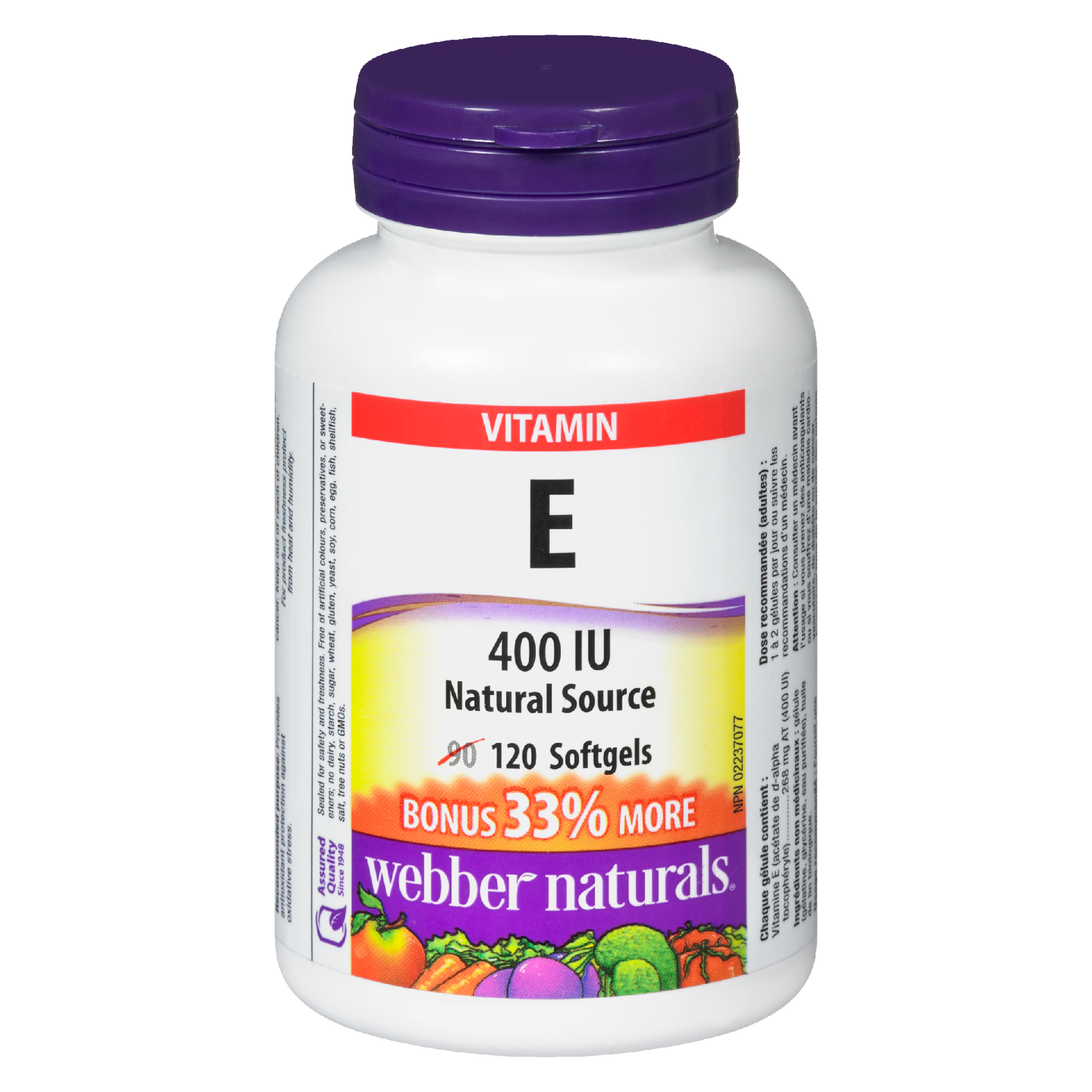 Webber Naturals Vitamin E 400 IU Natural Source 120 Softgels