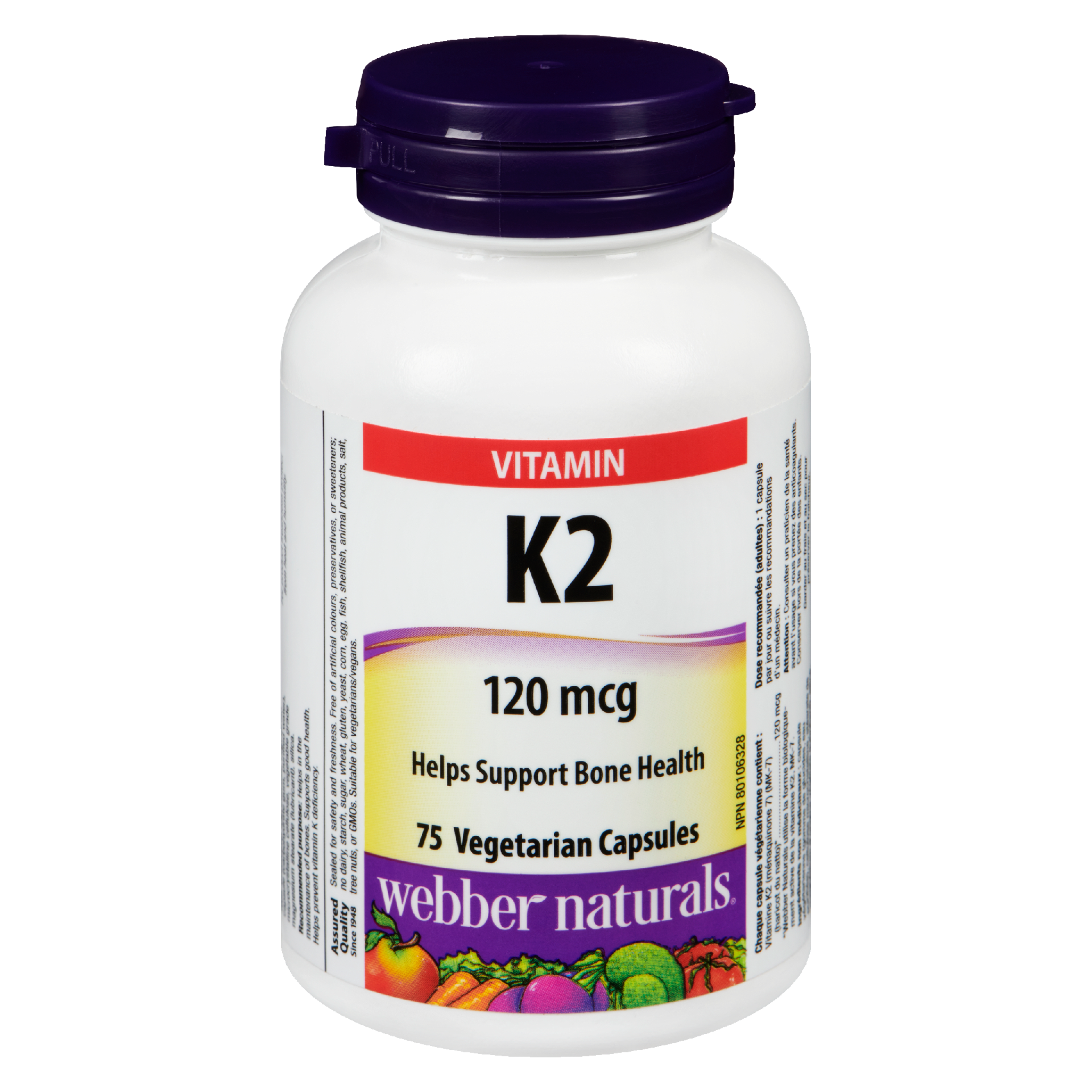 Webber Naturals Vitamin K2 120 mcg 75 Vegetarian Capsules
