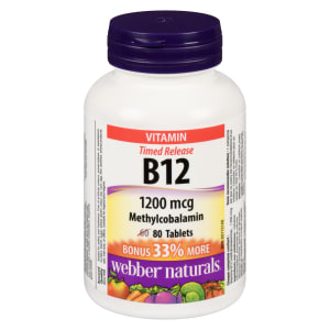 Webber Naturals Vitamin Timed Release B12 1200 mcg 80 Tablets