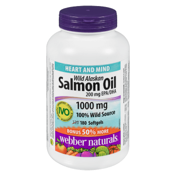 Webber Naturals Wild Alaskan Salmon Oil 200 mg EPA/DHA 1000 mg x 180 Softgels