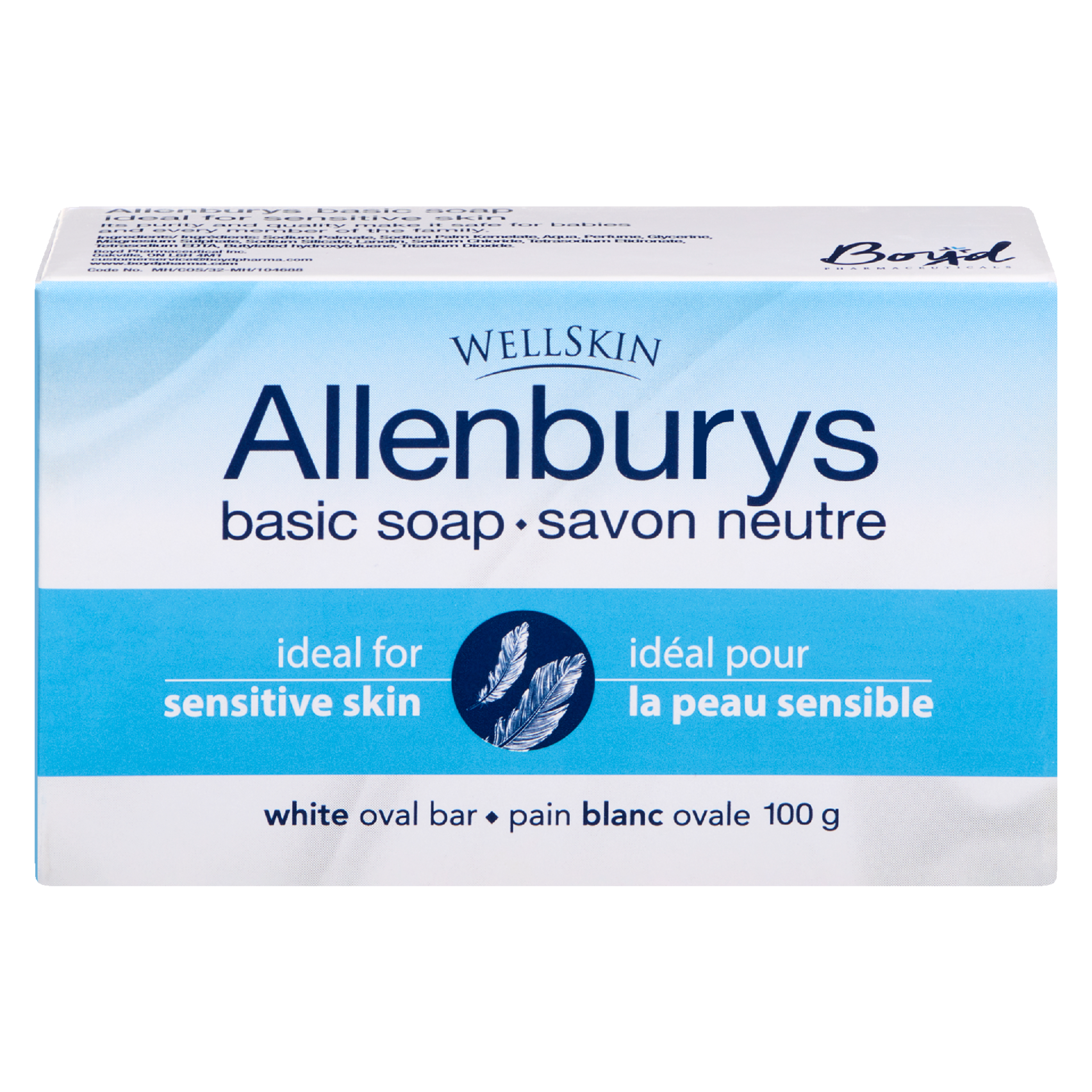 Wellskin Allenburys Basic Soap White Oval Bar 100 g