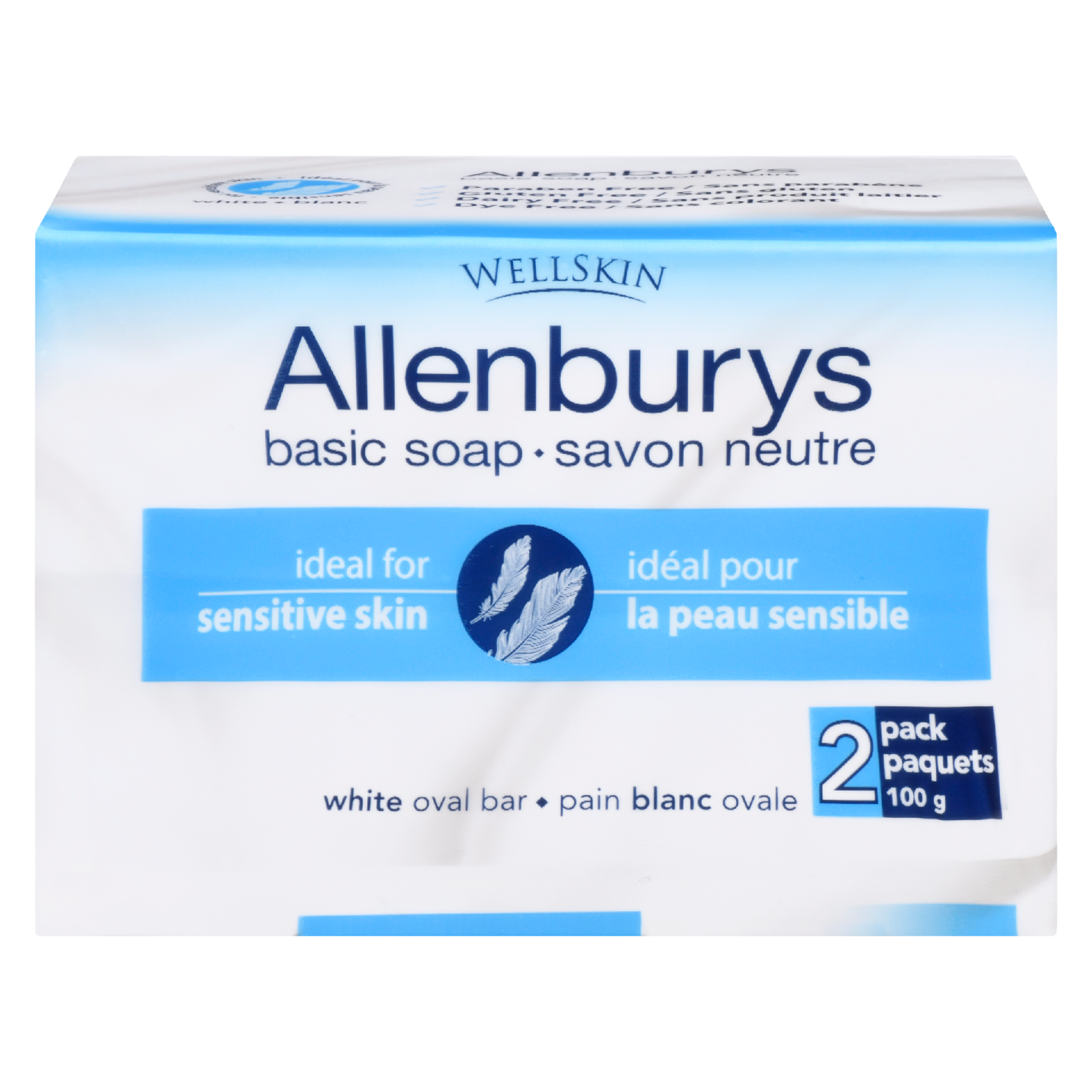 Wellskin Allenburys Basic Soap White Oval Bar 2 Pack x 100 g