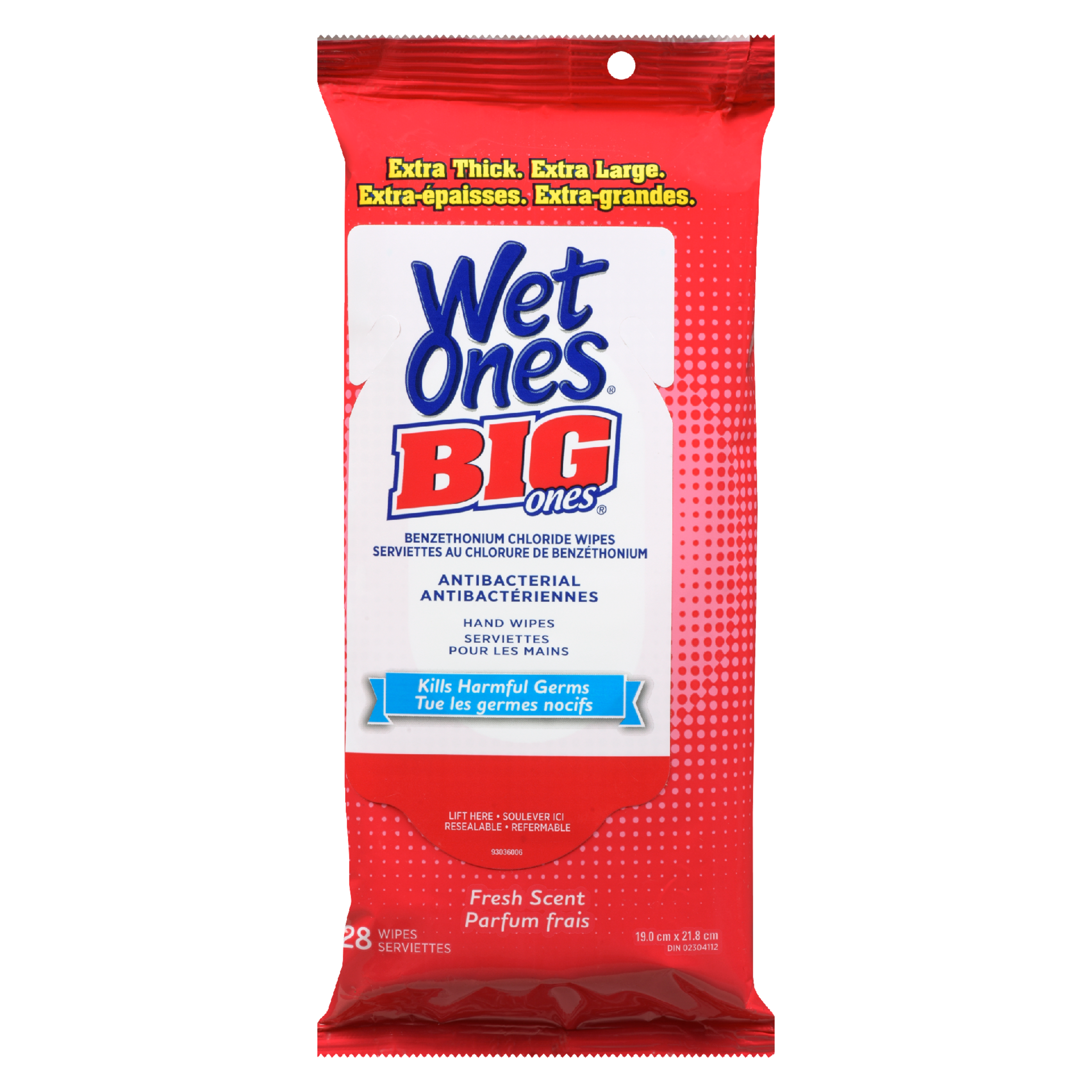 Wet Ones Big Ones Hand Wipes Antibacterial Fresh Scent 28 Wipes